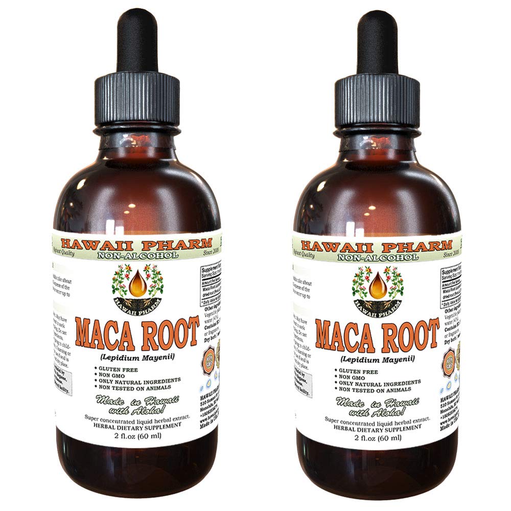 Organic Maca Root Alcohol-Free Liquid Extract (Lepidium Meyenii) - 2x2 oz Dried Plant Glycerite - Natural Energy Booster & Stress Relief Supplement for Workout, Focus & Daily Wellness