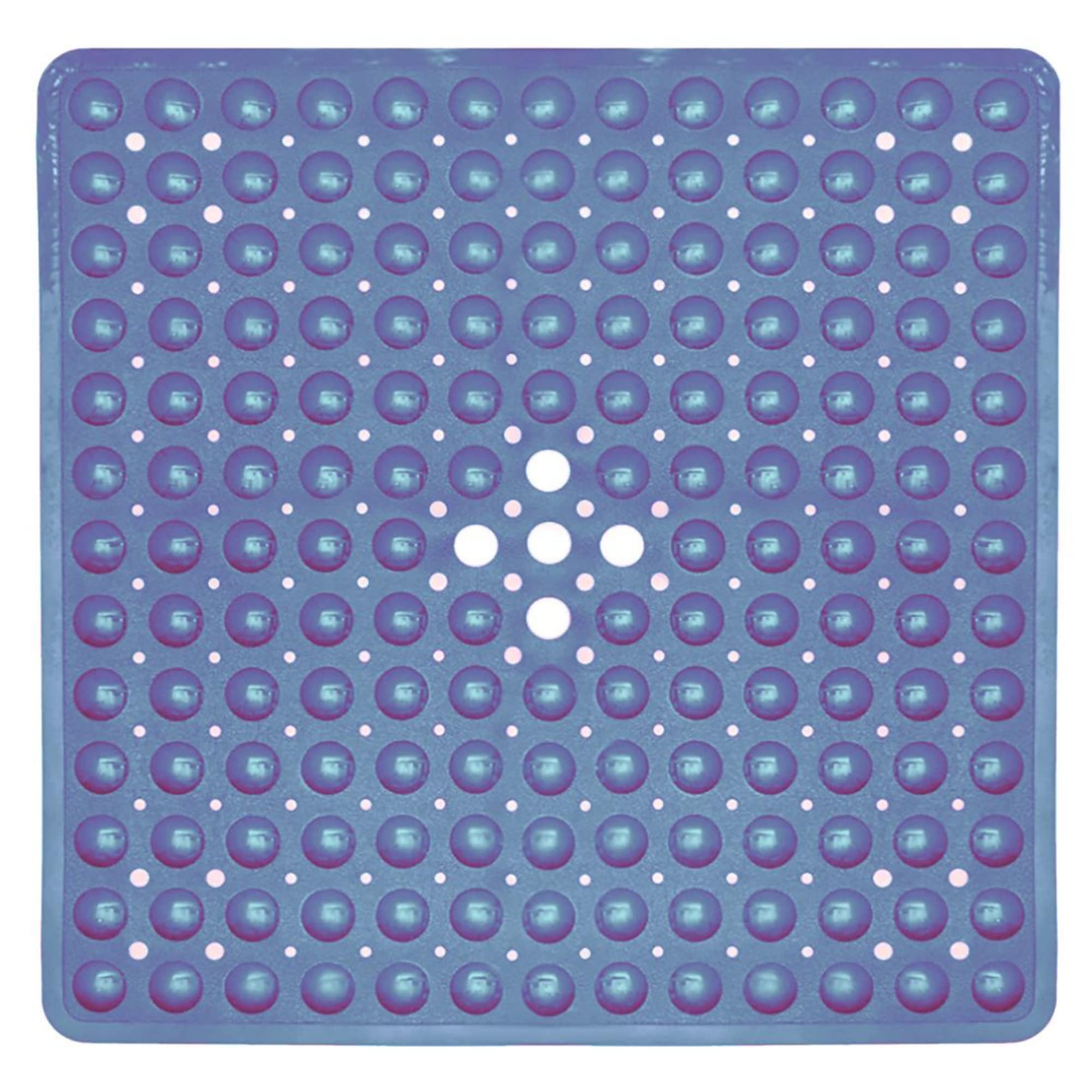 ENKOSI 21x21 Inch Square Non-Slip Shower Mat for Elderly - Aqua Blue Bathroom Floor Mat with Strong Grip, Water Drainage & Quick Dry - Perfect for Showers, Bathtubs, and Wet Areas to Prevent Falls