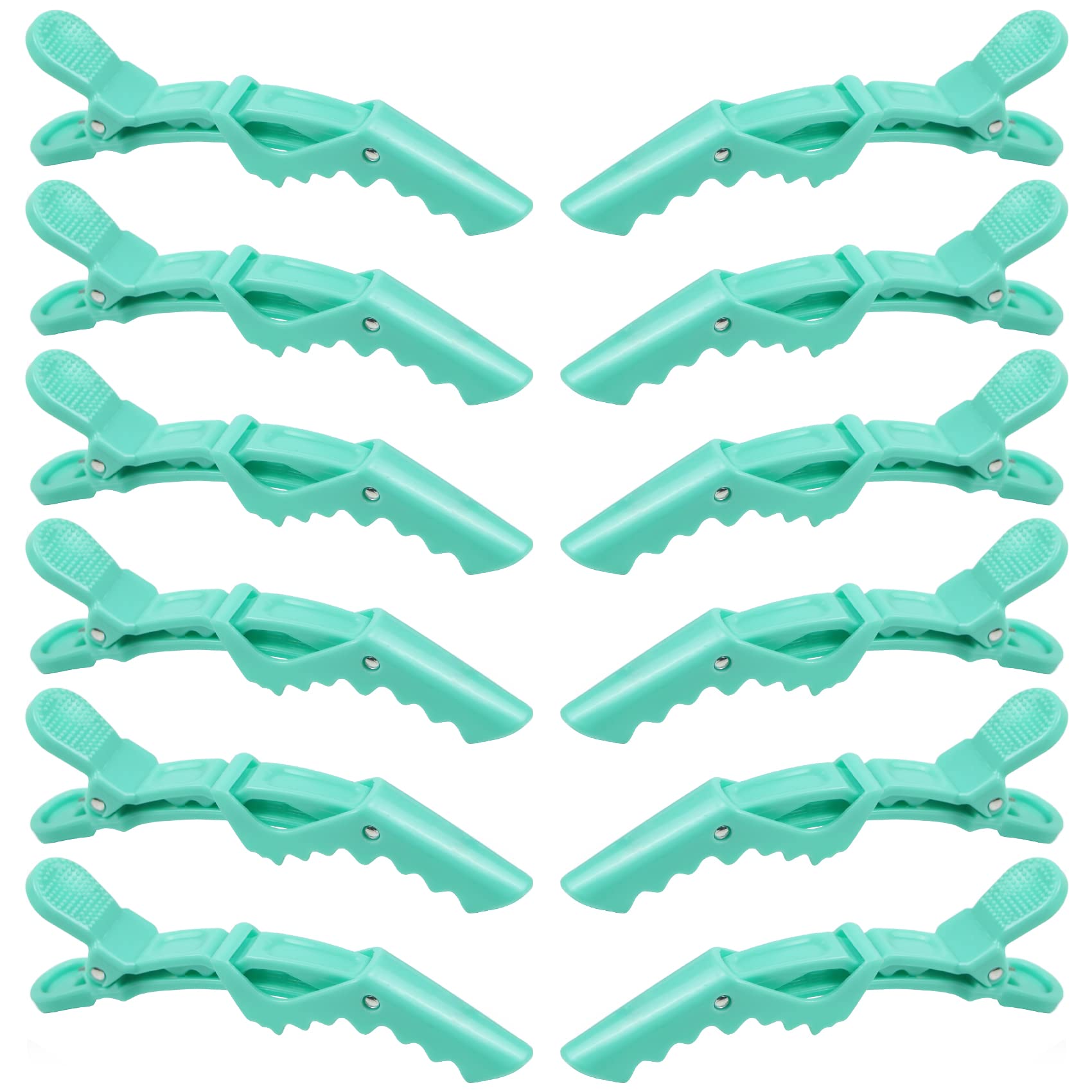 12 Pcs Professional Alligator Hair Clips for Styling & Sectioning - Non-Slip Grip, Wide Teeth & Double-Hinged Design (Green) - Perfect for Salon, Hair Cutting & DIY Hairstyles at Home