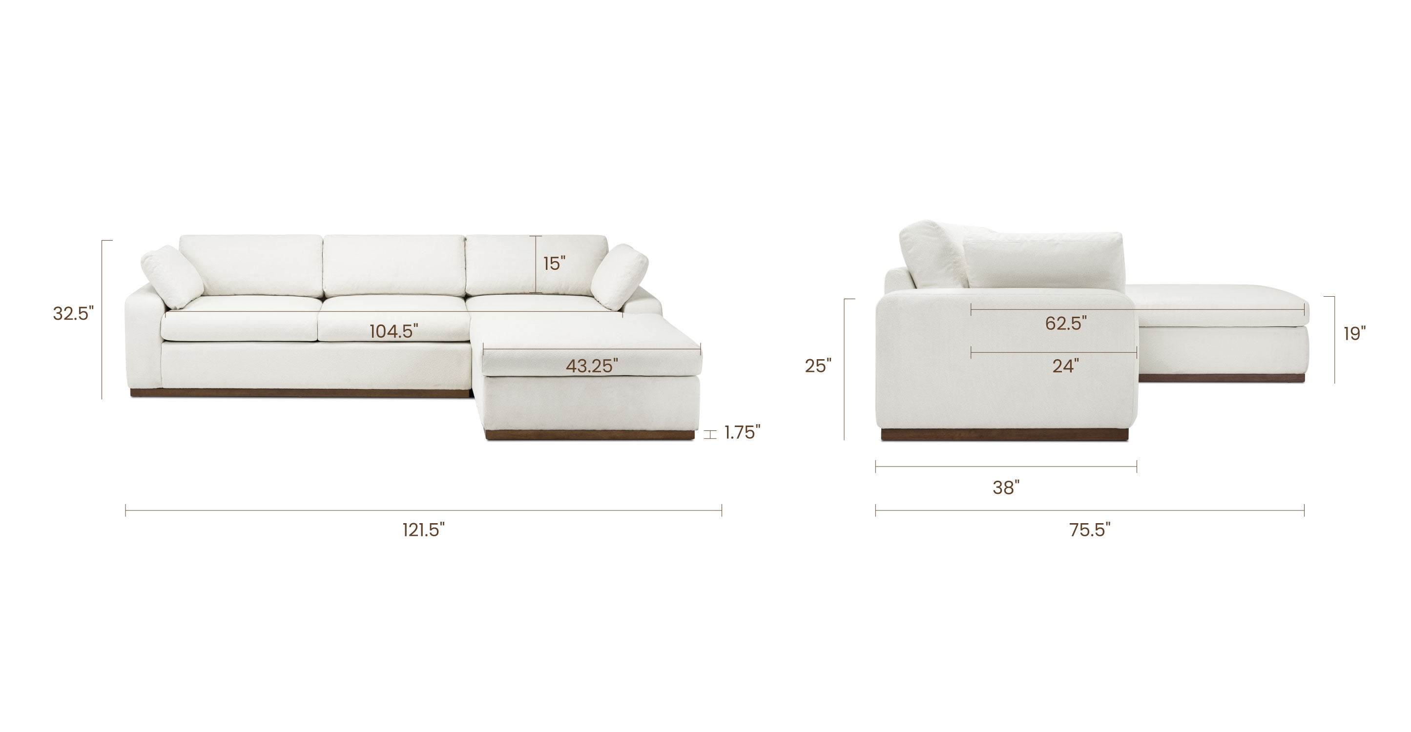 Cordoba Right Facing Sectional Sofa with Storage | Modern L-Shaped Couch for Living Room, Family Room & Small Spaces | Comfortable Fabric Upholstery with Hidden Storage Compartment