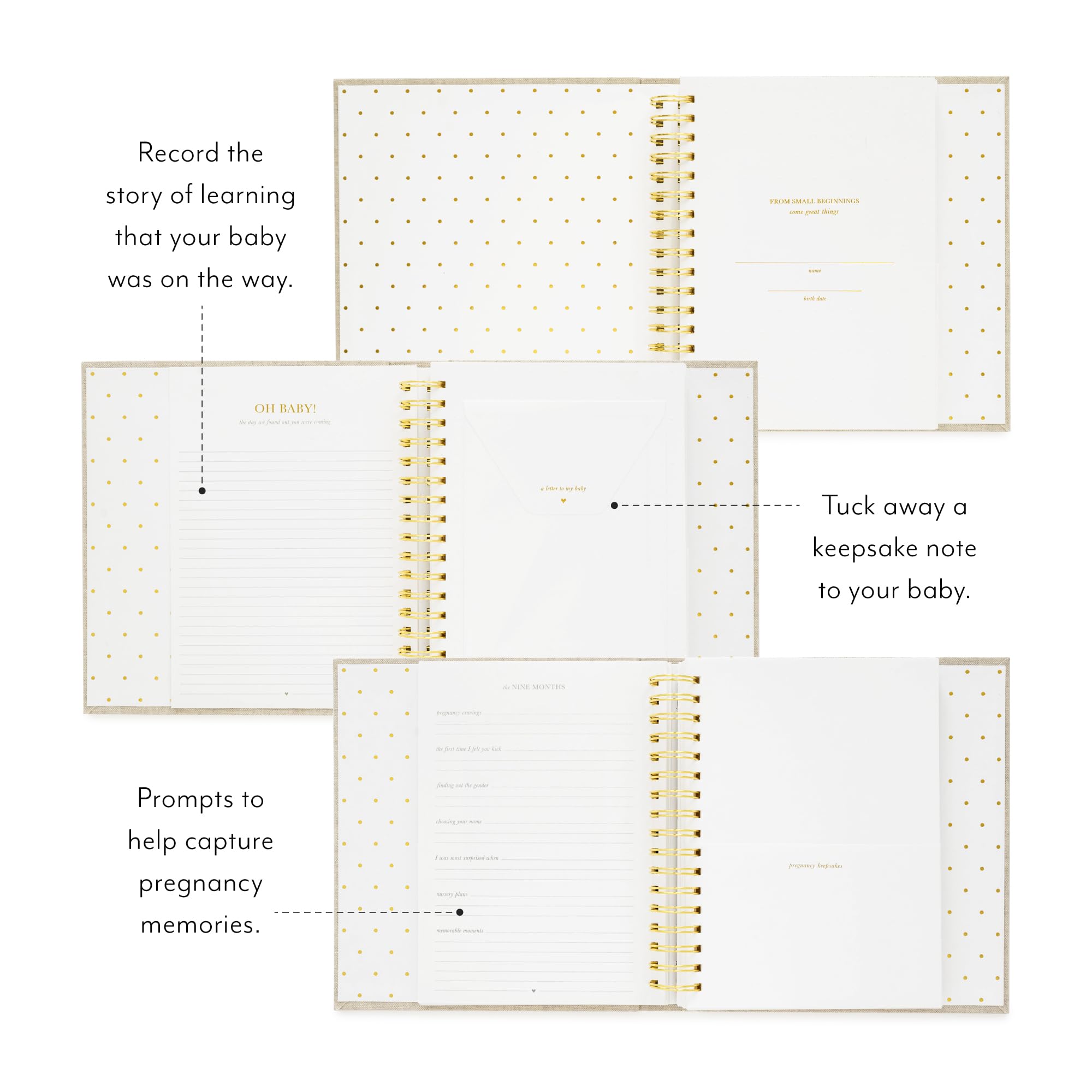 Baby Memory Book - Pregnancy to First Year Keepsake Journal with Pocket Storage | Gender Neutral Baby Shower Gift Idea | Cloth Hardcover Flax Design | Perfect for Recording Milestones, Photos & Special Moments