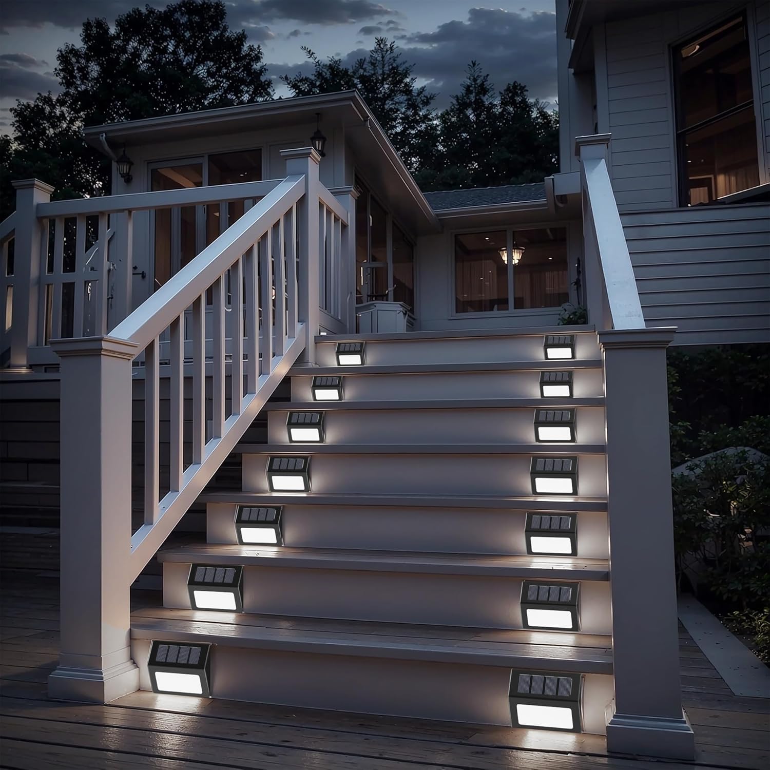8 Pack Otdair Waterproof Solar Deck Lights for Outdoor - Cold White (Black) - Perfect for Fence, Patio, Garden, Pathway & Landscape Lighting