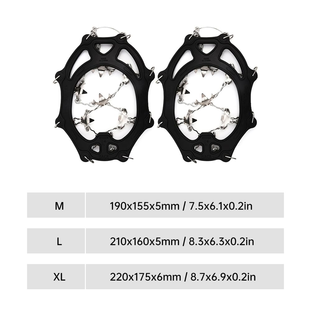 Lixada Stainless Steel Ice Claws - 26-Tooth Anti-Slip Shoe Grips for Outdoor Ice & Snow Climbing - Perfect for Hiking, Mountaineering, and Winter Sports Safety Gear
