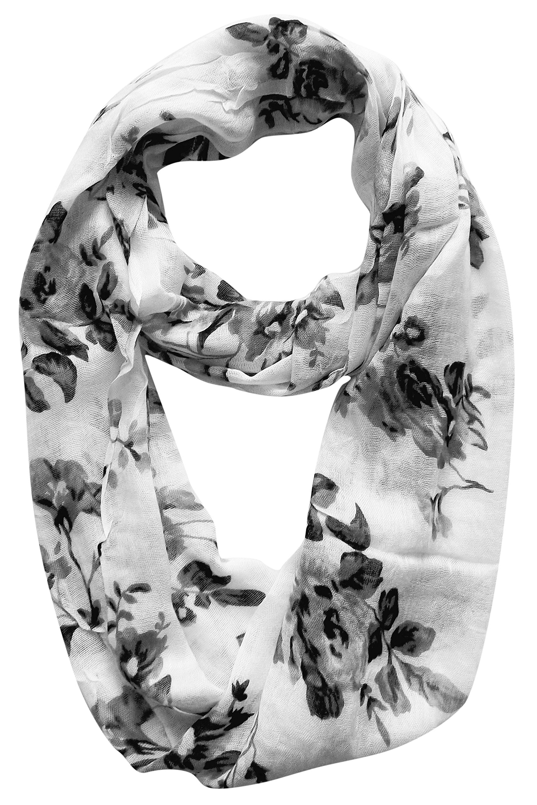 Vintage Floral Print Sheer Infinity Loop Circle Scarf for Women - Soft & Stylish Wrap for Fall, Winter & Spring Fashion Accessories