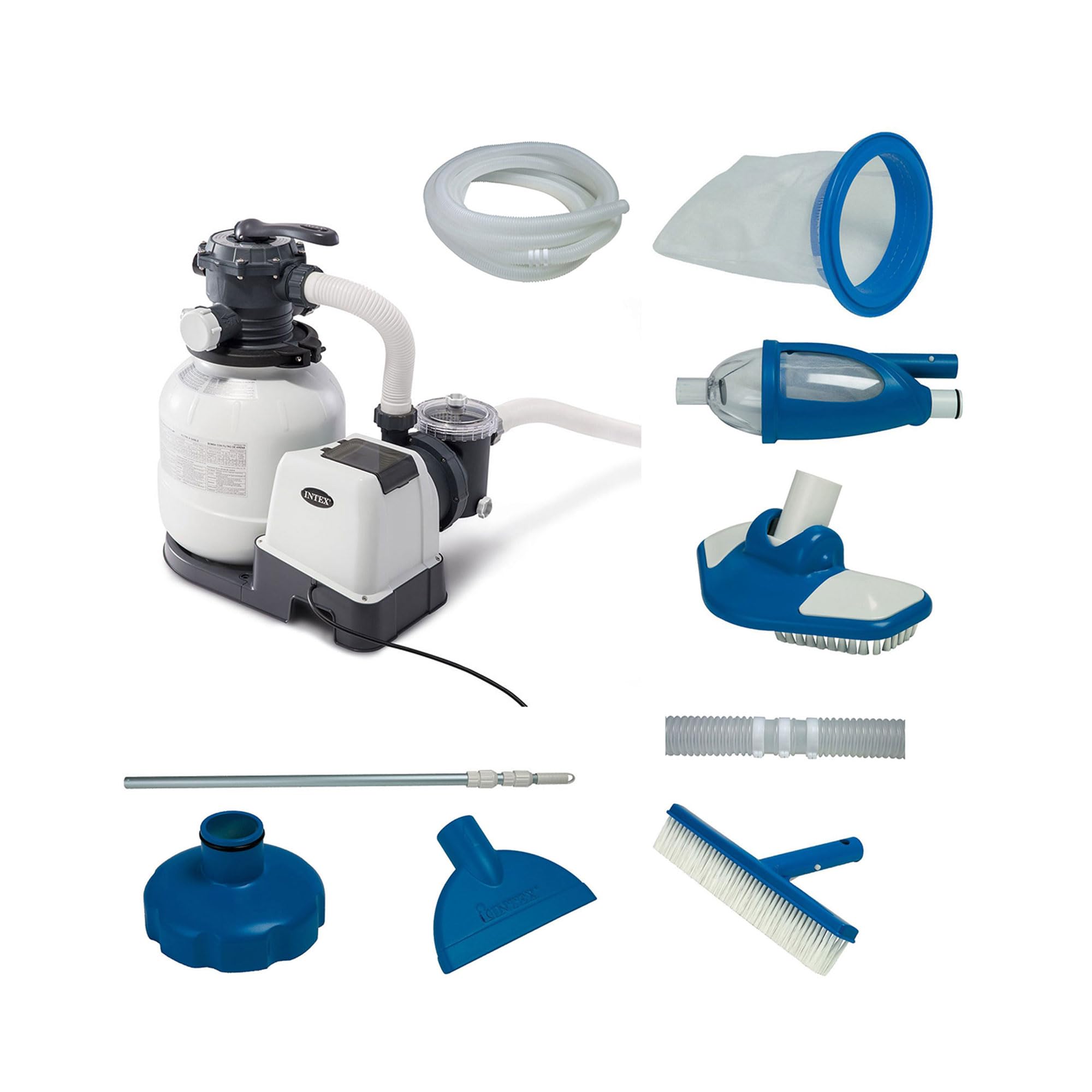 Intex 2100 GPH Above Ground Pool Sand Filter Pump with Deluxe Maintenance Kit & 24Hr Timer - Perfect for Backyard Swimming Pools, Summer Water Fun & Easy Pool Cleaning