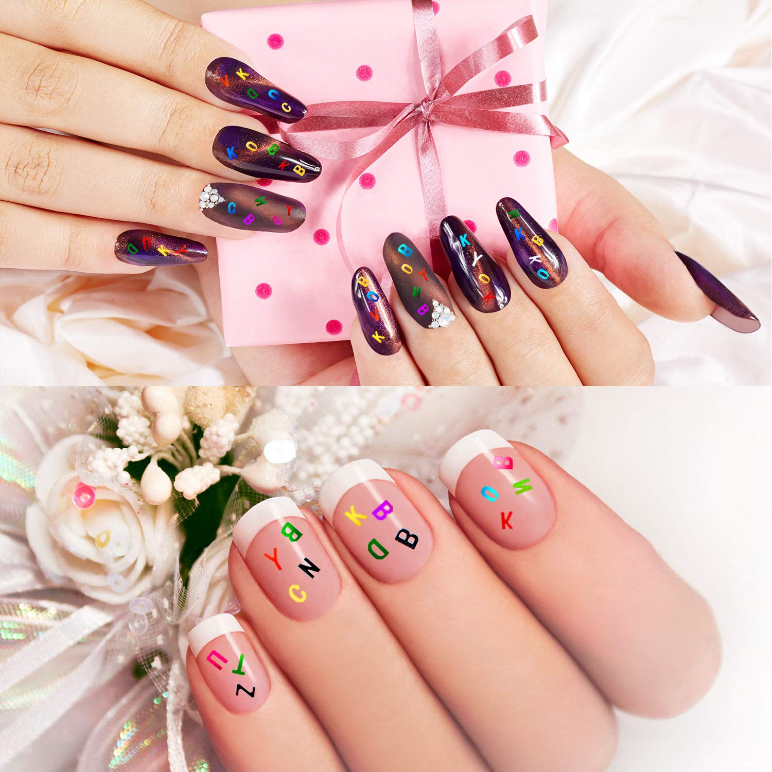 48 Boxes Holographic Alphabet Nail Sequins - 26 Letters 3D Nail Decals, Mixed Glitter Flakes & Laser Confetti for Professional Nail Art Designs - Perfect for Nail Salons, DIY Manicures, and Special Occasion Nail Decorations