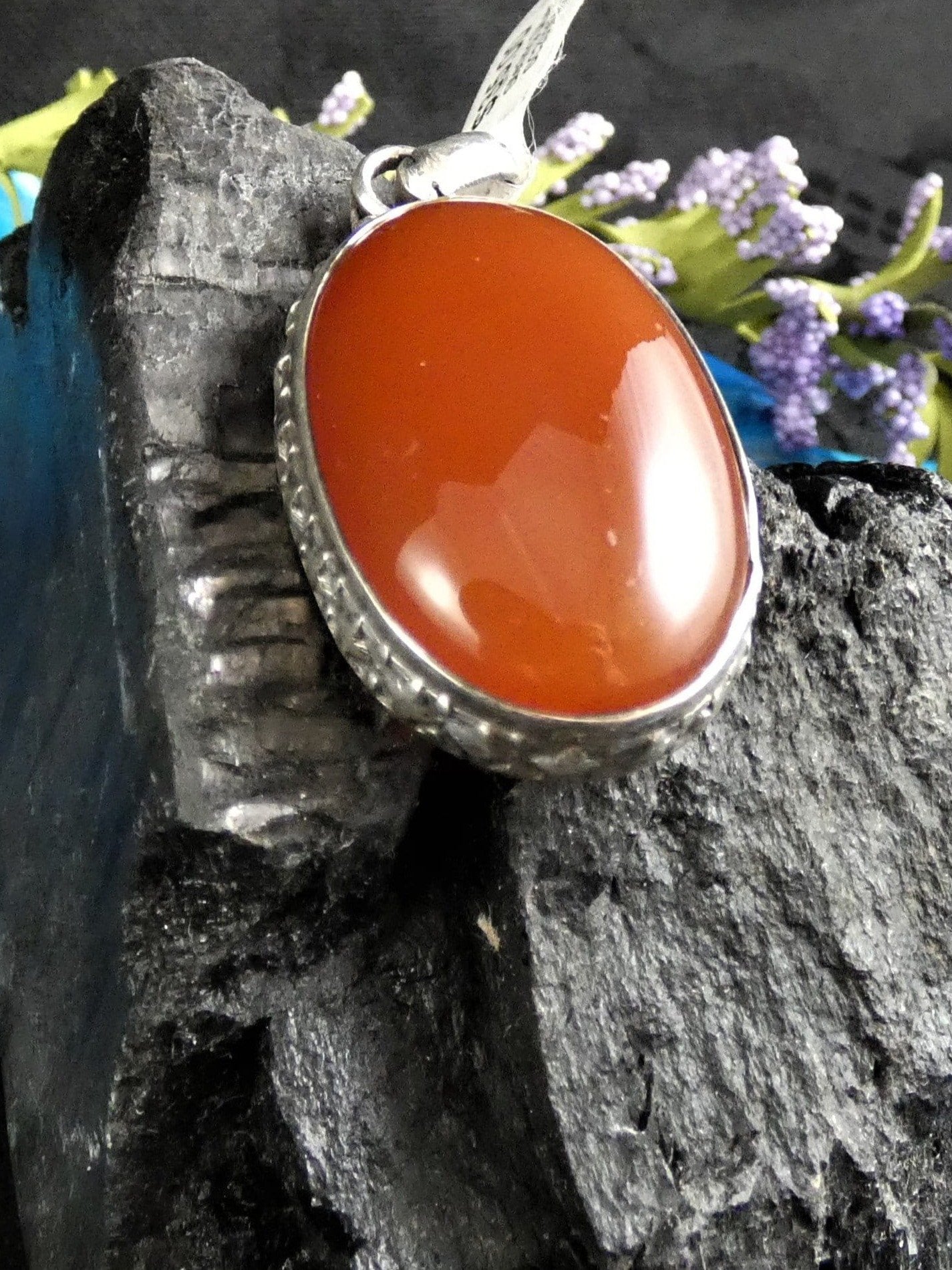 Natural Carnelian Gemstone Sterling Silver Pendant Necklace for Women - Perfect for Meditation, Energy Healing & Everyday Elegance