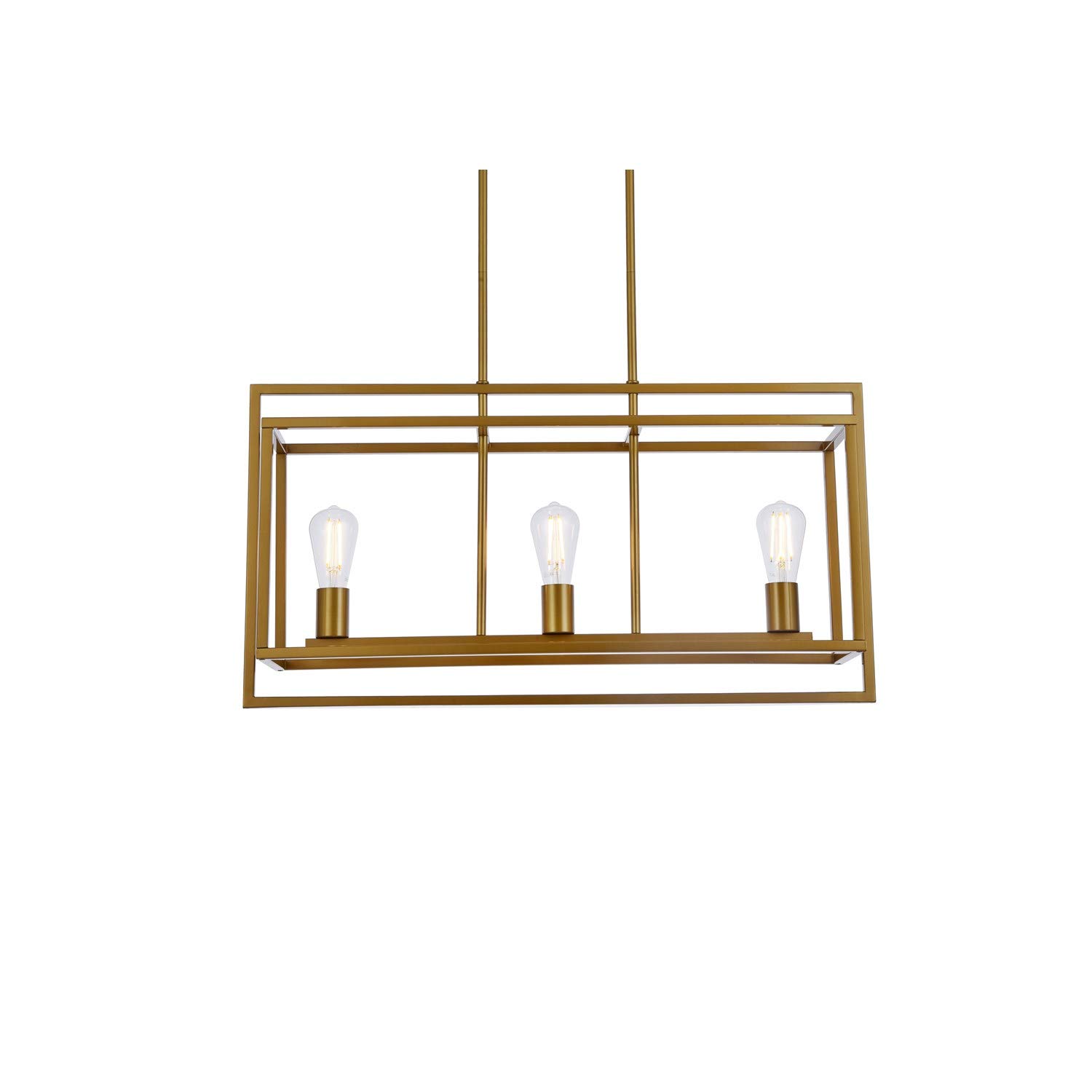 Voir 3-Light Brass Pendant Lighting Fixture - Modern Dining Room Chandelier for Kitchen Island, Foyer & Bedroom Decor