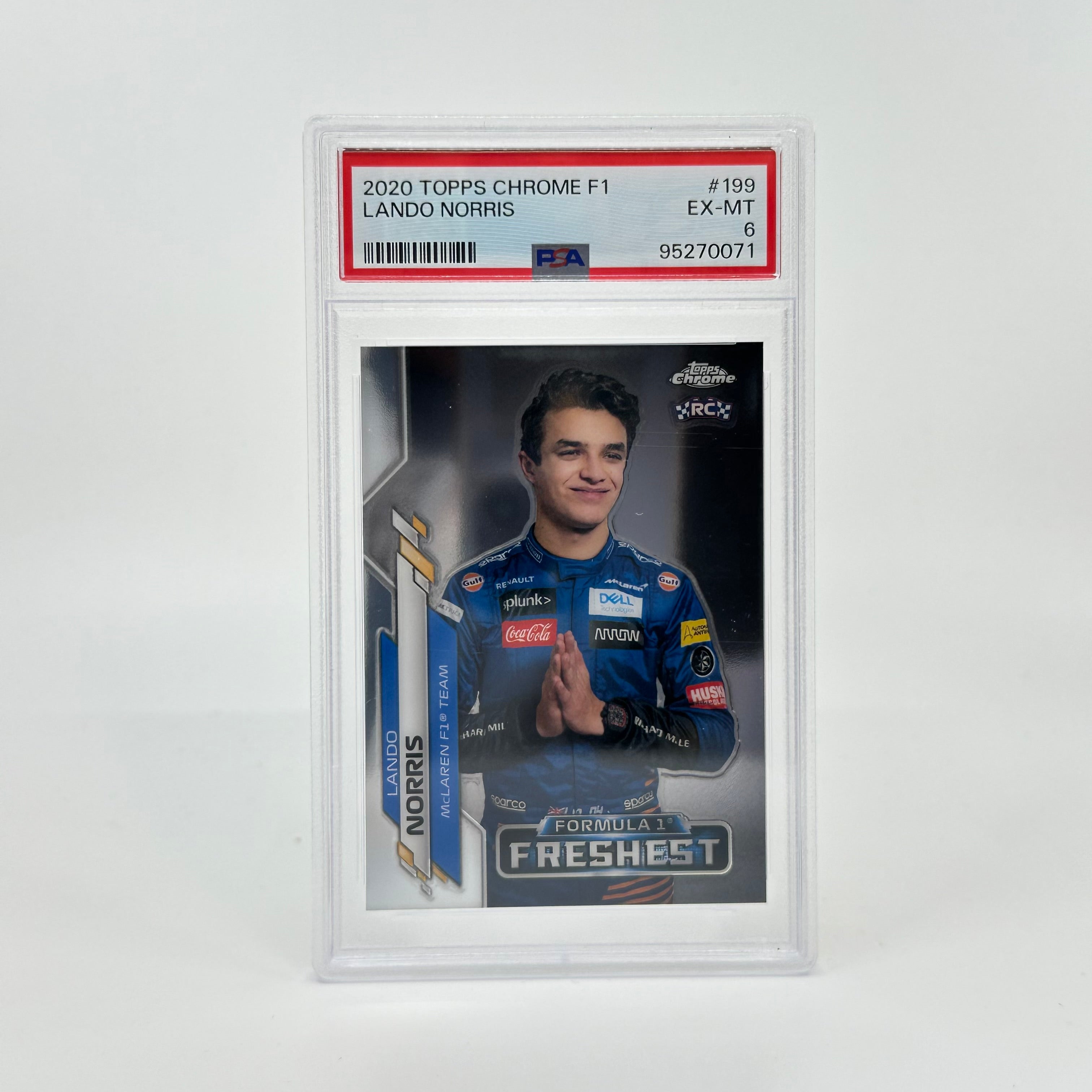 2020 Topps Chrome F1 Lando Norris #199 PSA 6 Rookie Card - Perfect for F1 Collectors and Racing Fans Display