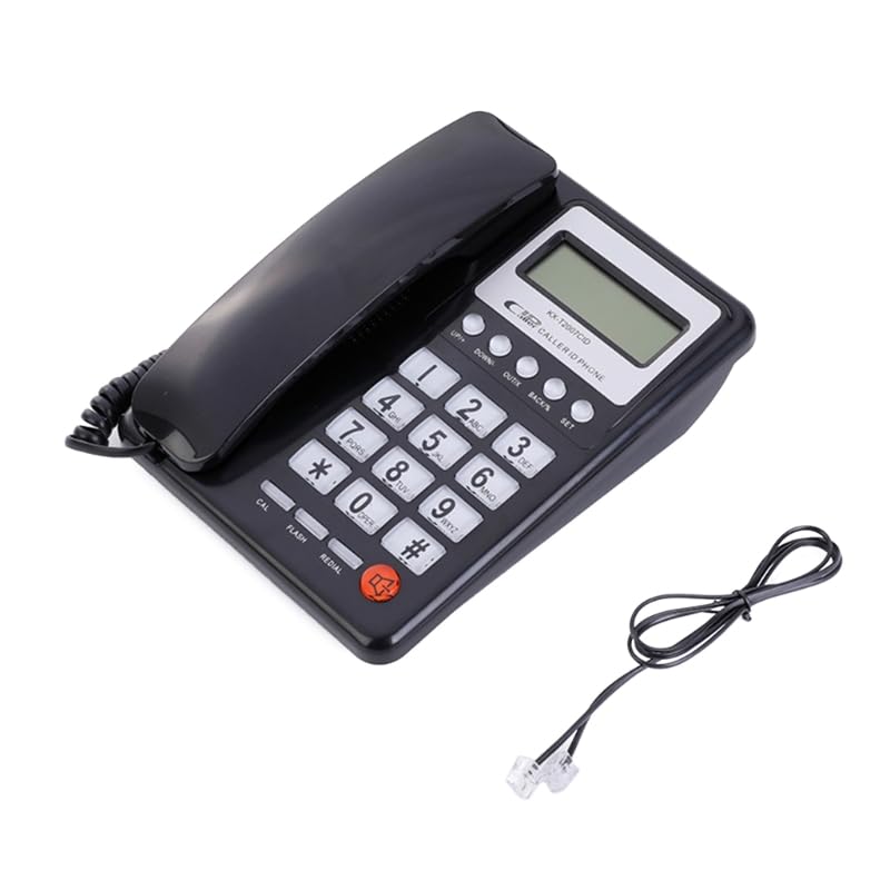 **Black Corded Landline Phone with Caller ID, LCD Display & Call Storage - DTMF/FSK Compatible for Home & Office Use - Reliable Communication for Business Calls, Remote Work & Emergency Use**