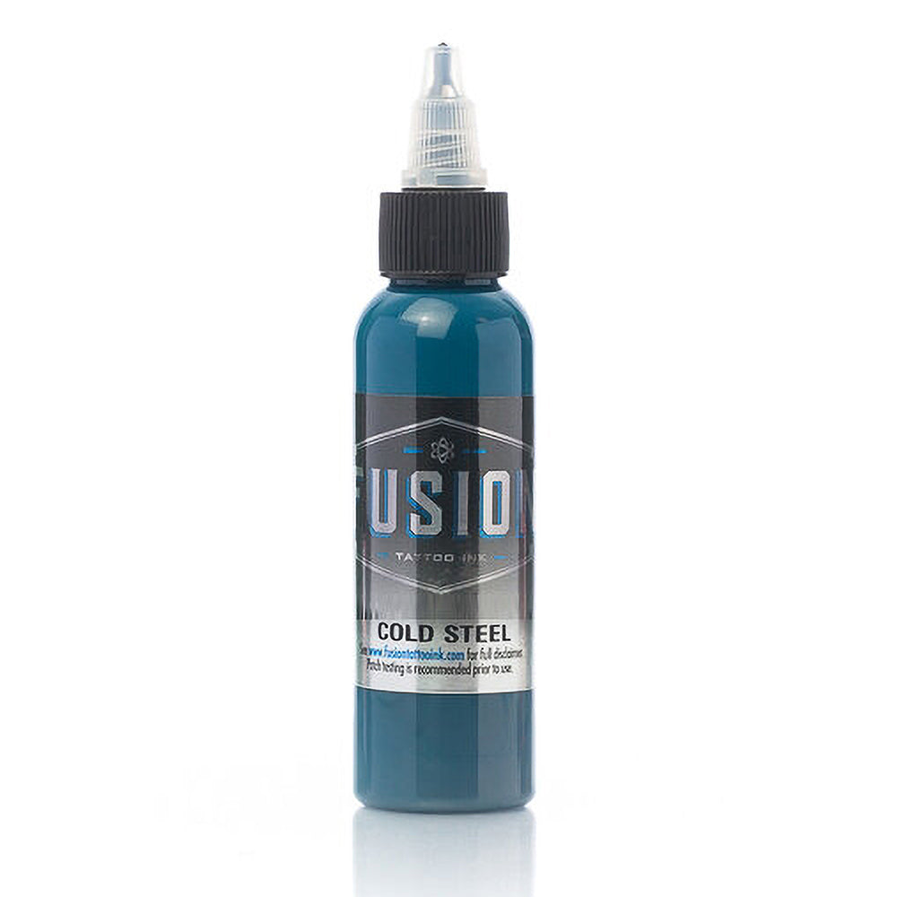 Cold Steel Fusion Tattoo Ink - Professional 1oz Tattoo Ink Bottle for Artists - Perfect for Tattooing, Permanent Makeup & Body Art