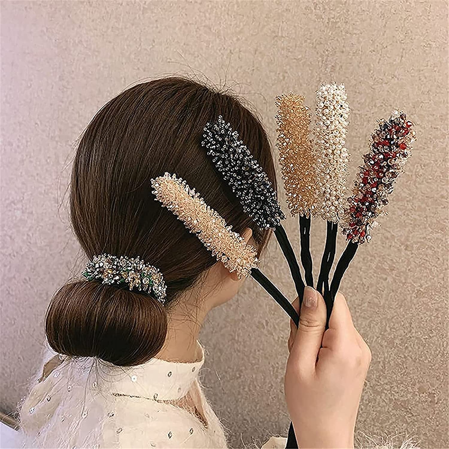 Nihexo Hair Bun Maker Set - 6 PCS Magic Rhinestone Easy Bun Maker, Hair Accessories for Ballet & Ponytail Bun, DIY Hair Styling Tool for Women & Girls - Perfect for Weddings, Parties & Daily Hairstyles