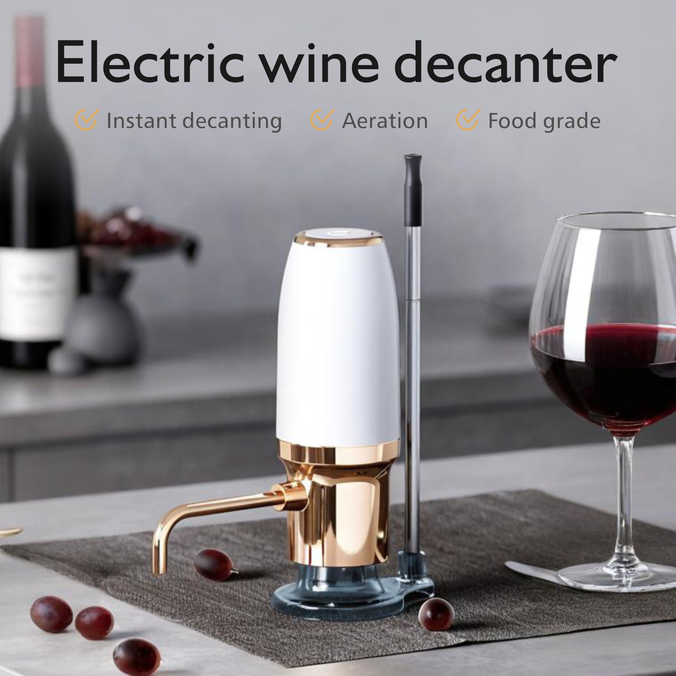 Premium Electric Wine Decanter with Aerator - Automatic Wine Pourer & Dispenser for Red & White Wines | Perfect for Home Entertaining, Dinner Parties & Wine Tasting Events