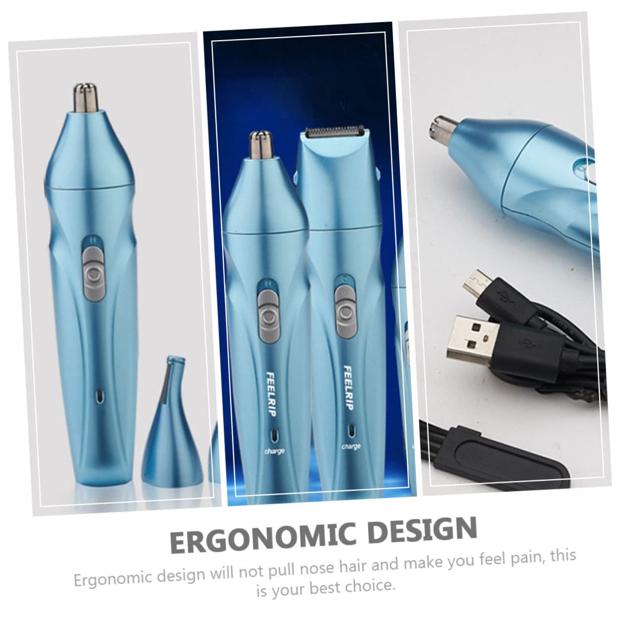 IPetBoom Rechargeable Electric Nose Hair Trimmer for Women & Men - USB Eyebrow Shaver, Body Groomer & Facial Hair Remover (Blue) - Perfect for Travel, Home Use & Personal Grooming Kit