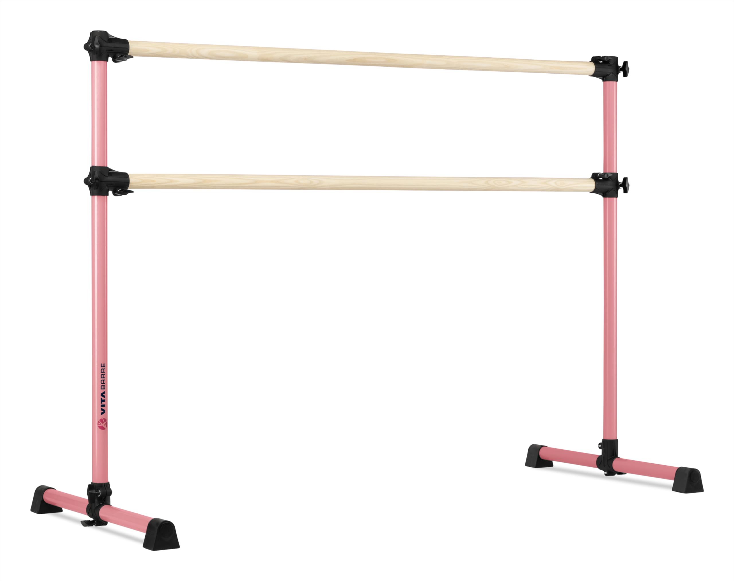 Portable Freestanding Double Ballet Barre - Adjustable Height for Dance, Fitness & Pilates | USA Made Wood Barre for Home & Gym Use | Kids & Adults Exercise Equipment | Perfect for Ballet Practice, Stretching & Workout Routines
