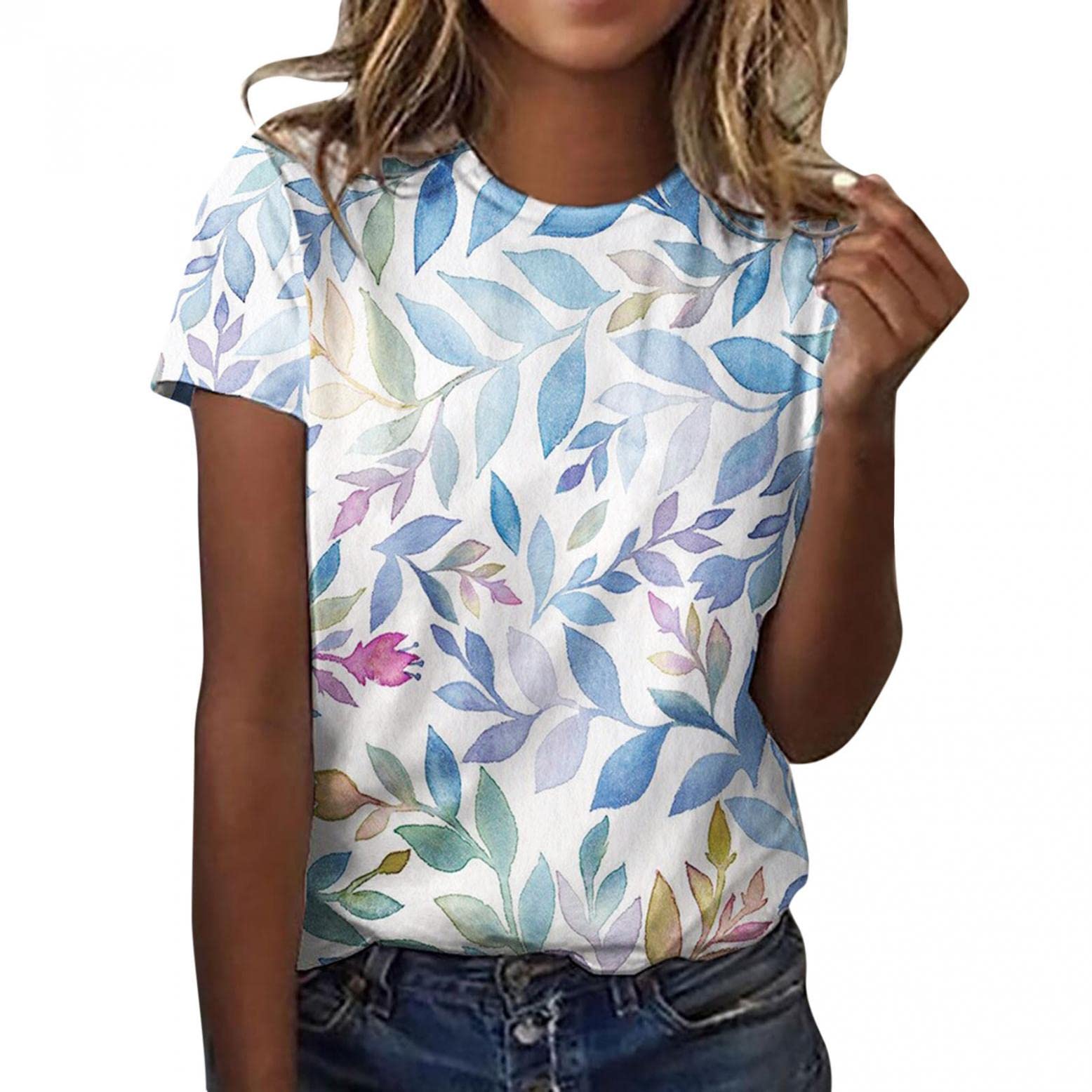 Women's Casual Summer Tops - O-Neck Short Sleeve Printed Blouse, Loose Fit T-Shirt for Women | Perfect for Beach Outings, Vacation Wear & Everyday Comfort