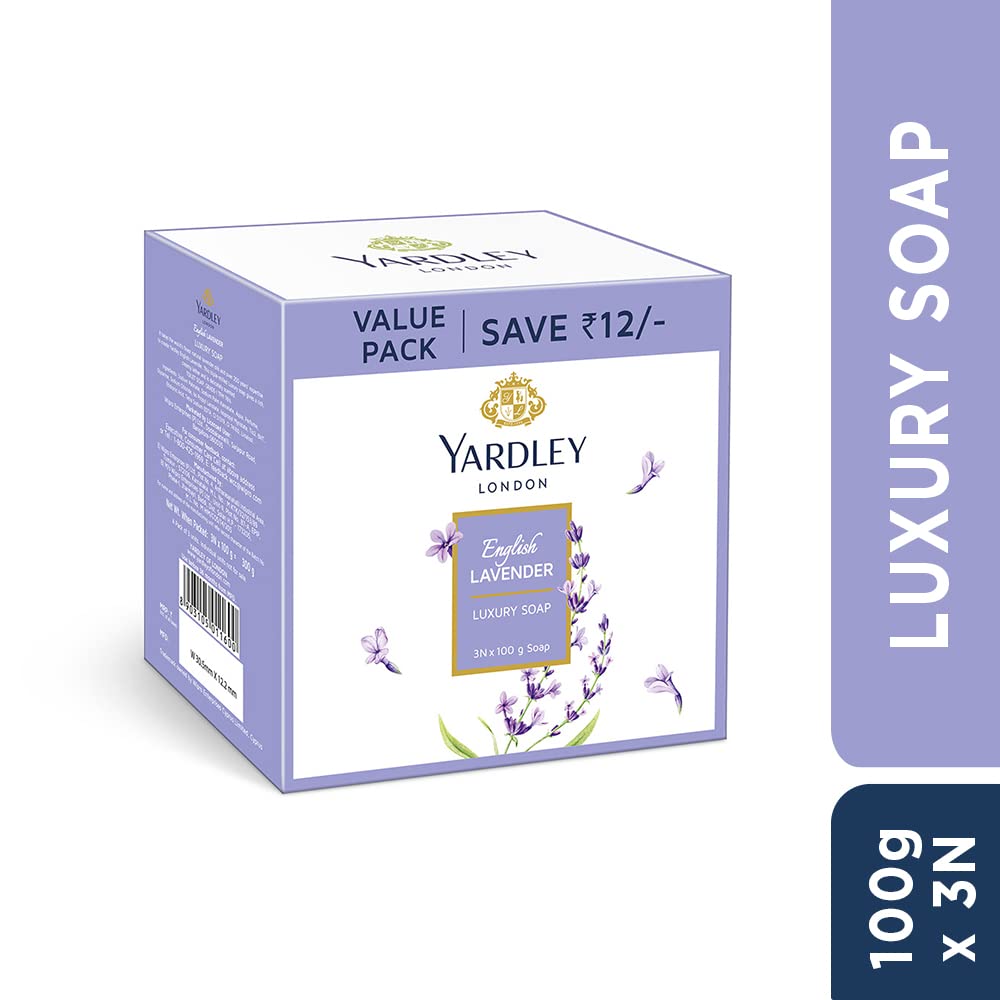 Yardley English Lavender Hand & Body Lotion for Women - 400ml (350ml + 50ml) & Yardley London English Lavender Luxury Soap Gift Set - 3 x 100g | Moisturizing & Relaxing Lavender Scent for Bath, Shower & Spa | Perfect for Dry Skin Care & Aromatherapy