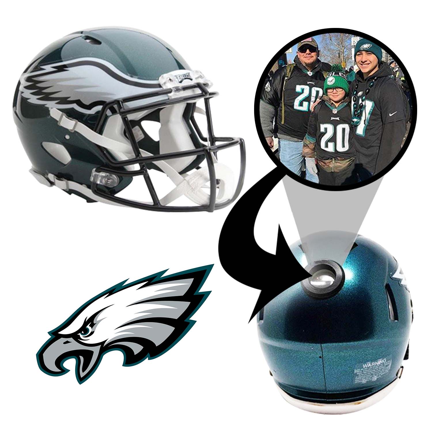 Philadelphia Eagles NFL Mini Helmet - Authentic Collectible Football Memorabilia with Display Stand | Perfect for Home Decor, Sports Fan Gifts & Man Cave Accessories