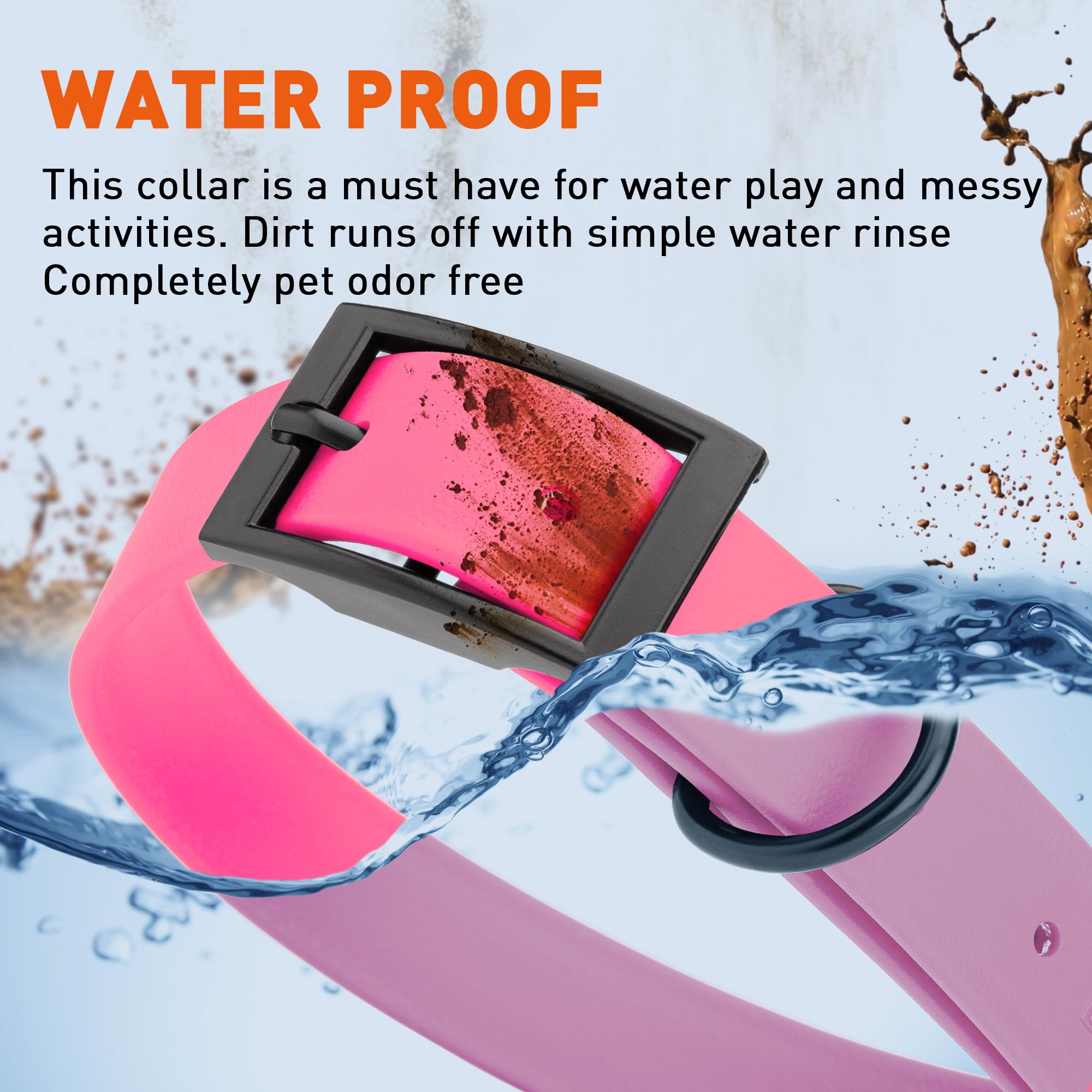Premium Waterproof Biothane Dog Collar - Odor-Proof, Easy to Clean & Durable - Adjustable for Small, Medium & Large Dogs - Passionfruit Pink - Perfect for Outdoor Adventures, Swimming & Daily Walks