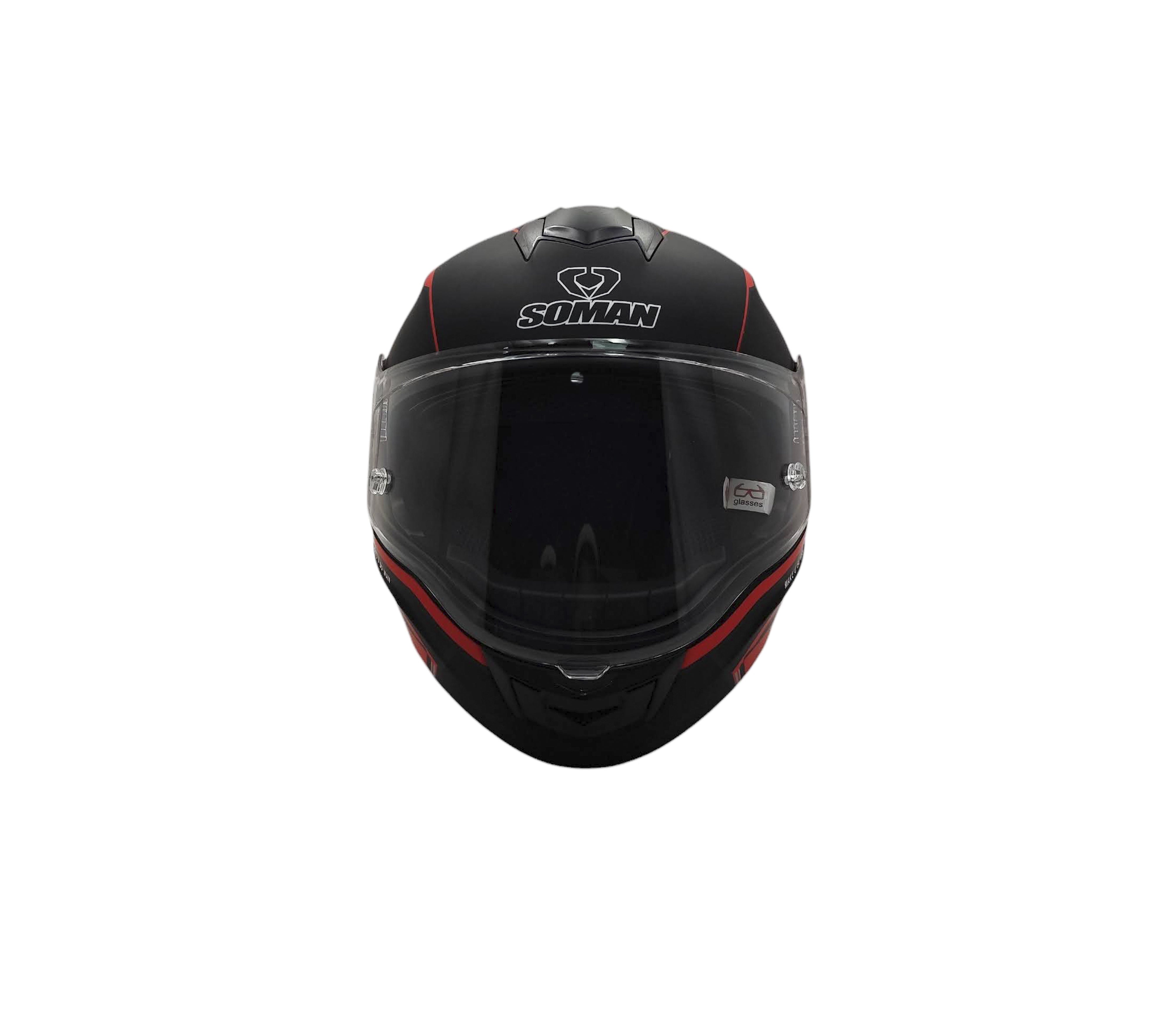 SM965 Full Face Motorcycle Helmet Size L Matte Char Prince Red Soman - Durable Protection for Street Biking & Racing