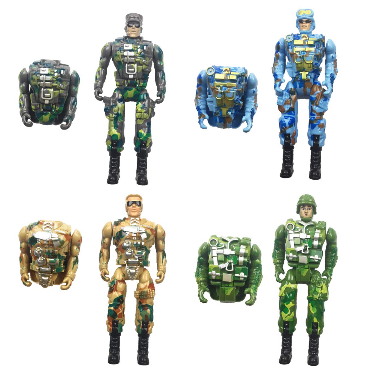 4 Pack Jumbo Soldier Deformation Easter Eggs with Surprise Toys Inside - Fun Easter Basket Stuffers for Kids, Boys & Girls - Perfect for Easter Egg Hunts, Party Favors & Holiday Gifts