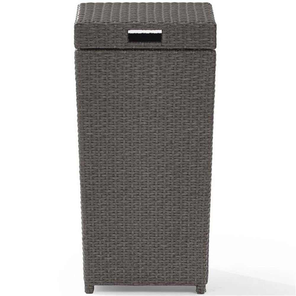 Pemberly Row Wicker Patio Trash Can - Weather-Resistant Weathered Gray Outdoor Garbage Bin for Patio, Garden & Backyard Decor