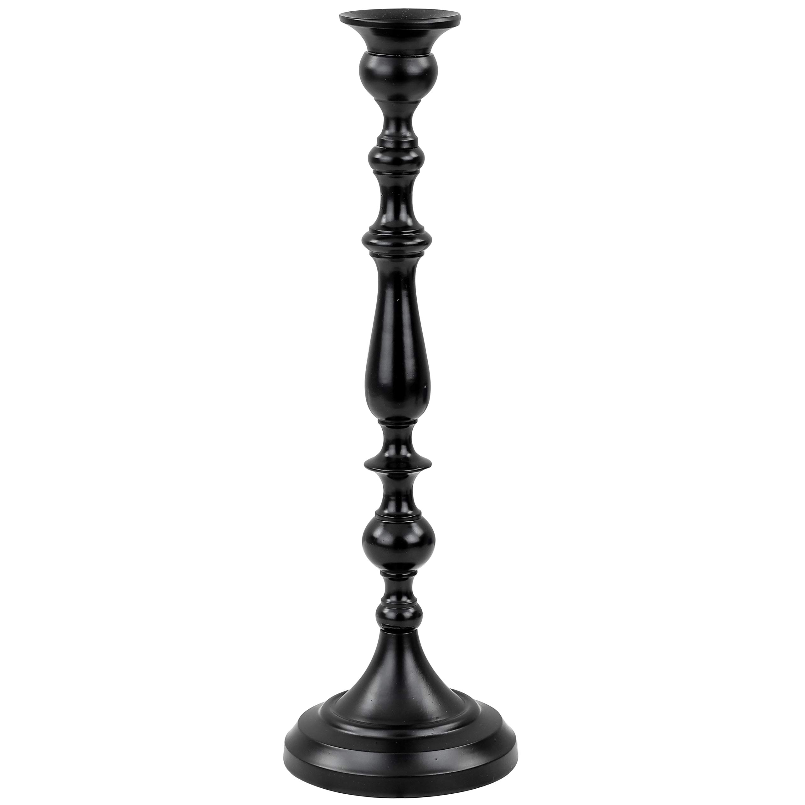 Elegant Black Wrought Iron Pillar Candle Holder Set - 3 Piece Home Decor for Dining Table, Wedding Centerpiece & Romantic Anniversary Decor | Tea Light & Votive Candle Holders by Nagina International (Large Stick)