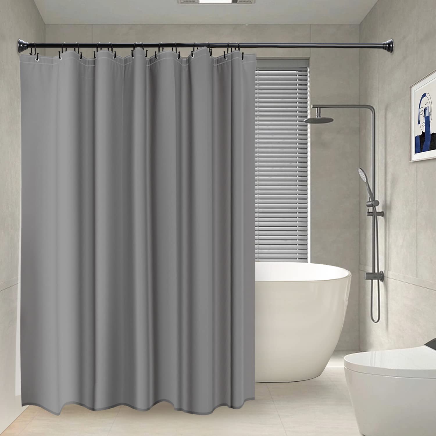 24 Pack TENOVEL Double Sided Shower Curtain Hooks - Rust Proof Stainless Steel Bathroom Hangers for Shower Rods - Matte Black Finish - Perfect for Bathroom Organization and Home Decor