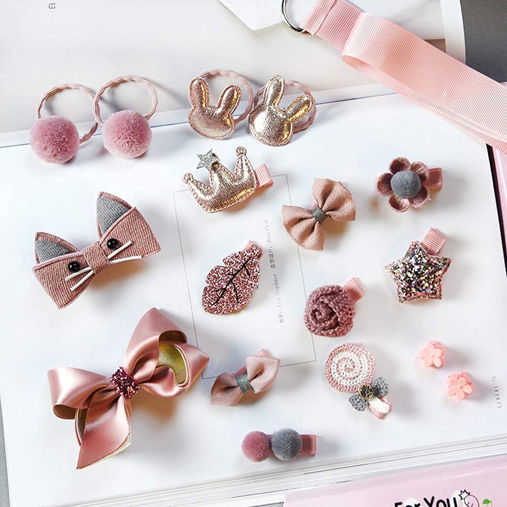 **Cute Baby Girl Hair Clips & Bows Set - 36PCS Elastic Hair Ties, Ponytail Holders, Hairpins for Toddlers, Teens - Assorted Styles (Perfect for Parties, School, Daily Wear)**