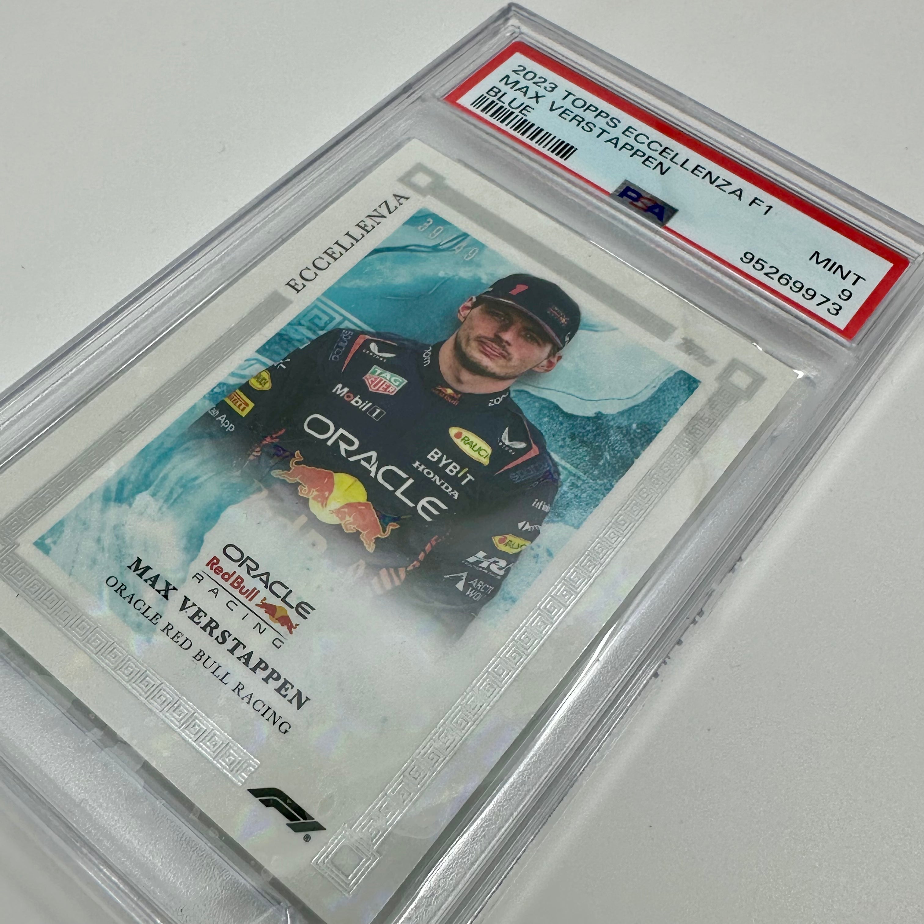 PSA 9 Graded 39/49 Max Verstappen Blue 2023 Eccellenza Trading Card - Perfect for F1 Collectors and Racing Memorabilia Enthusiasts