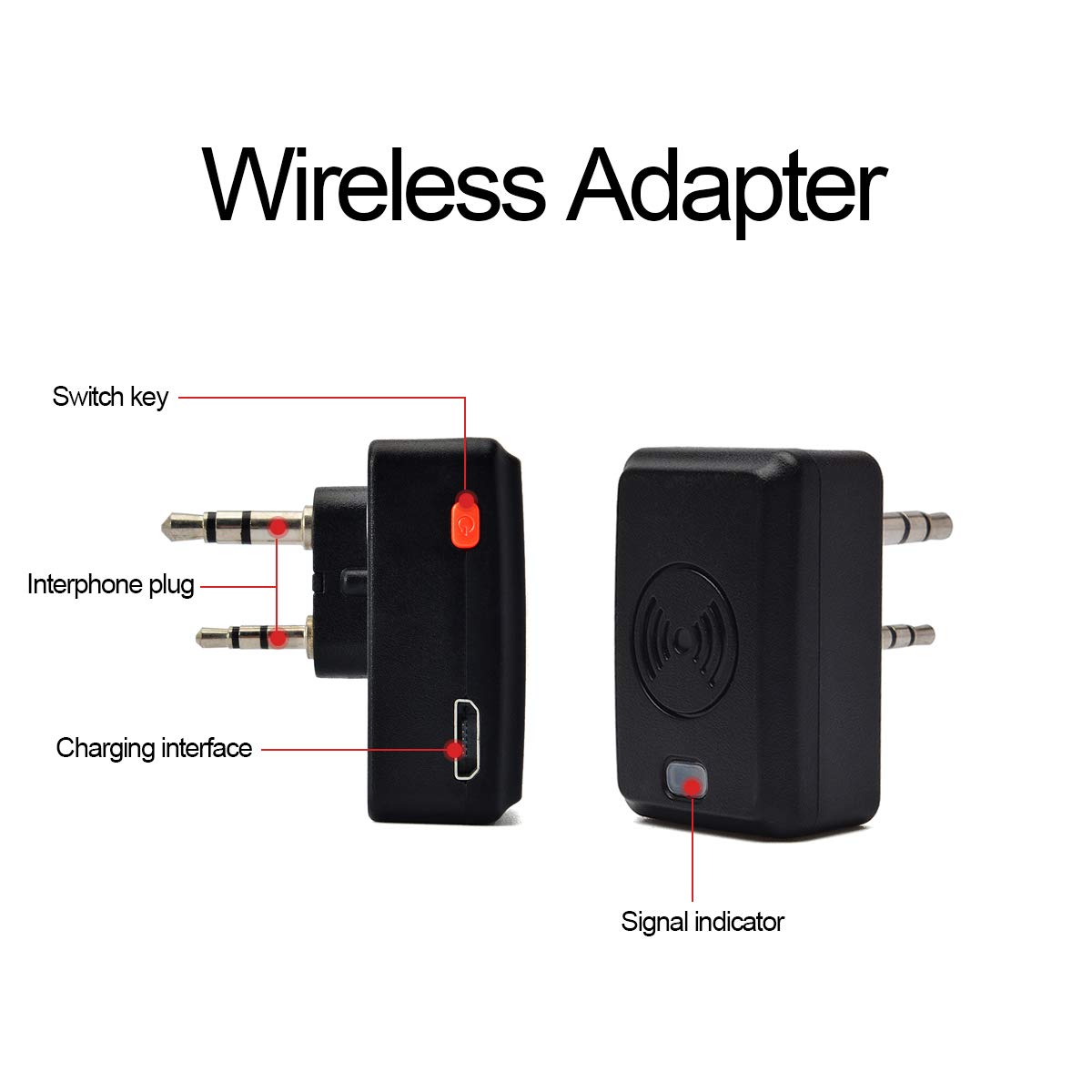 HYS Bluetooth Wireless Remote Speaker Microphone with 3.5mm Audio Jack - Compatible with Baofeng BF-888S, UV-5R, Retevis H-777, RT22, RT21, TYT, Wouxun, Kenwood 2pin Walkie Talkies - Perfect for Outdoor Adventures, Security, Construction & Emergency Communication