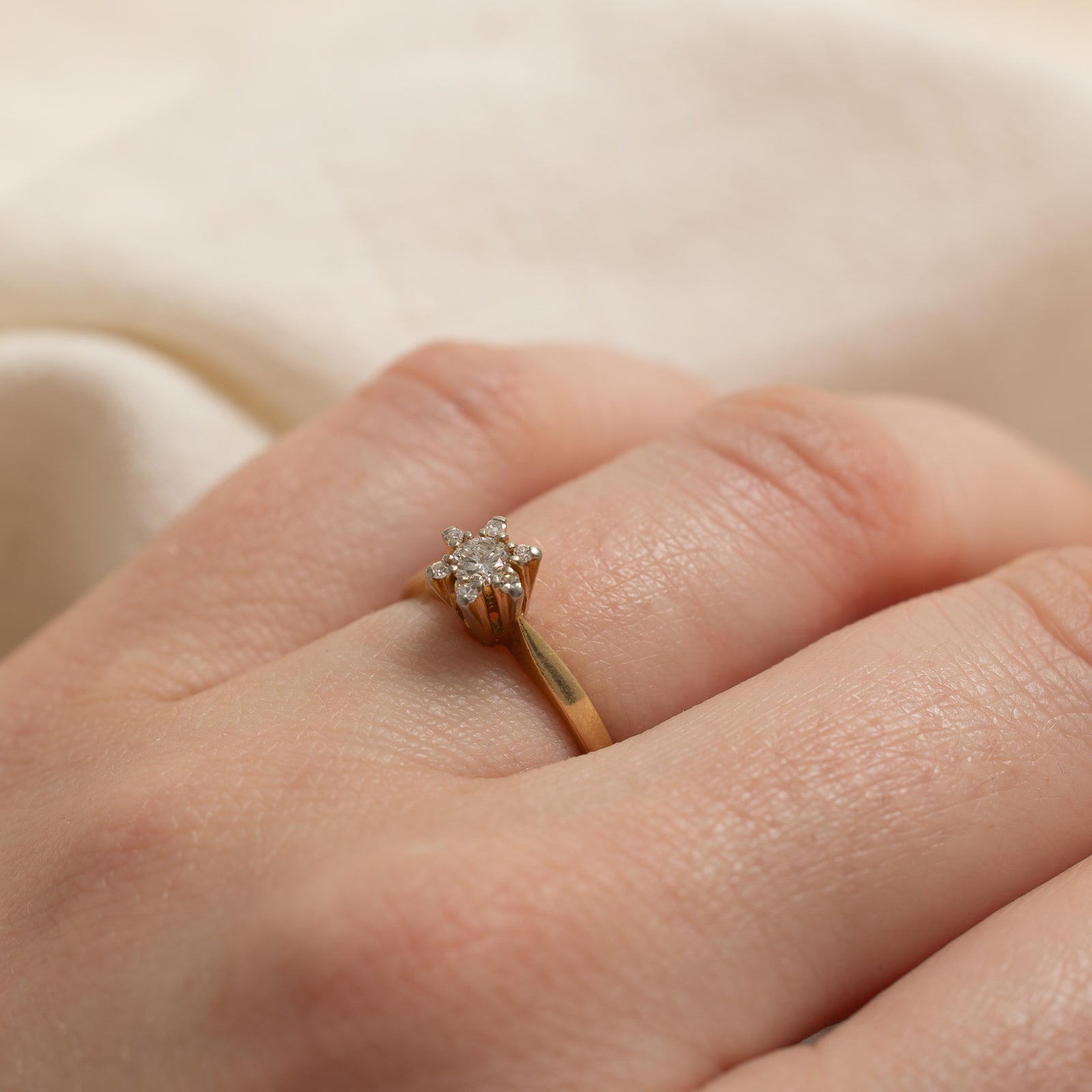 0.17ctw High Set Diamond Petal Ring - Size 4.25 | Elegant Floral Engagement Ring for Women | Perfect for Weddings, Anniversaries & Special Occasions