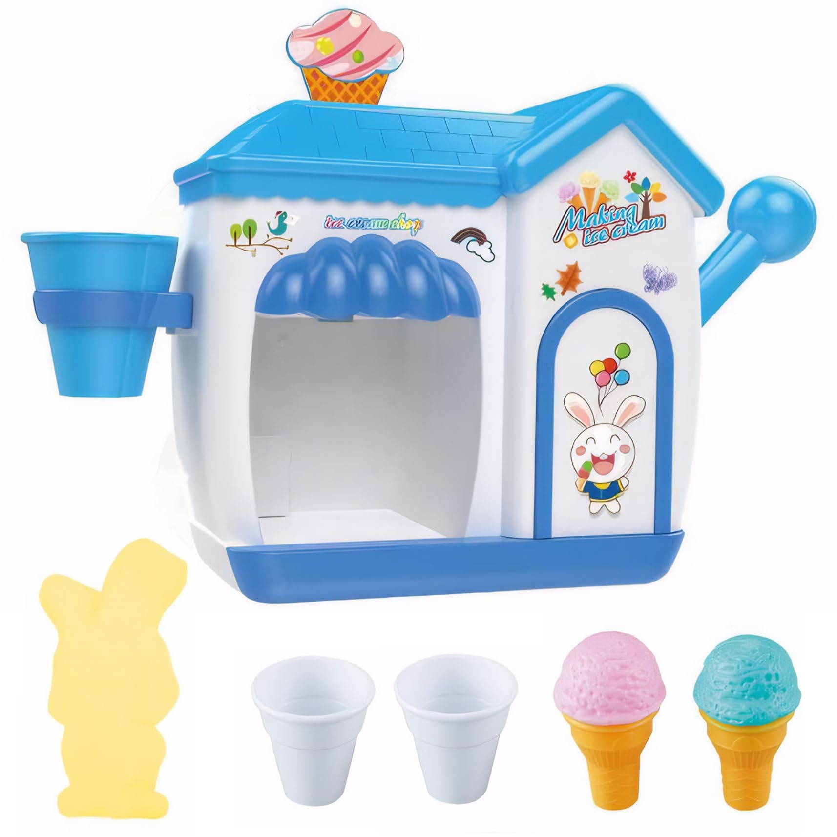 Bubble Ice Cream Maker Bath Toy Set - Fun Plastic Ice Cream Foam Maker for Kids & Toddlers - Perfect Birthday Gift for Bath Time Play & Sensory Development