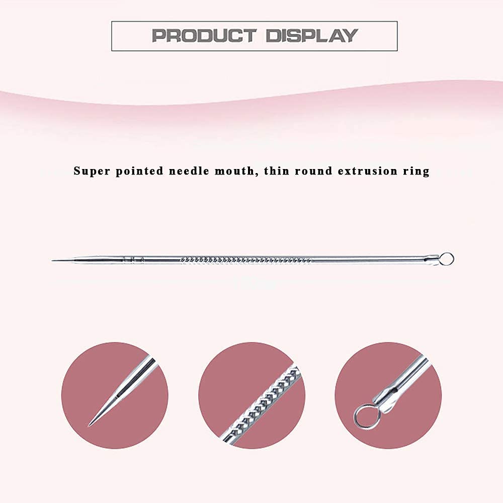 Professional Blackhead Remover Kit - 4-Piece Stainless Steel Comedone Extractor & Acne Needle Tool Set with Storage Case | Perfect for Facial Cleansing, Pore Treatment & At-Home Skincare Routine