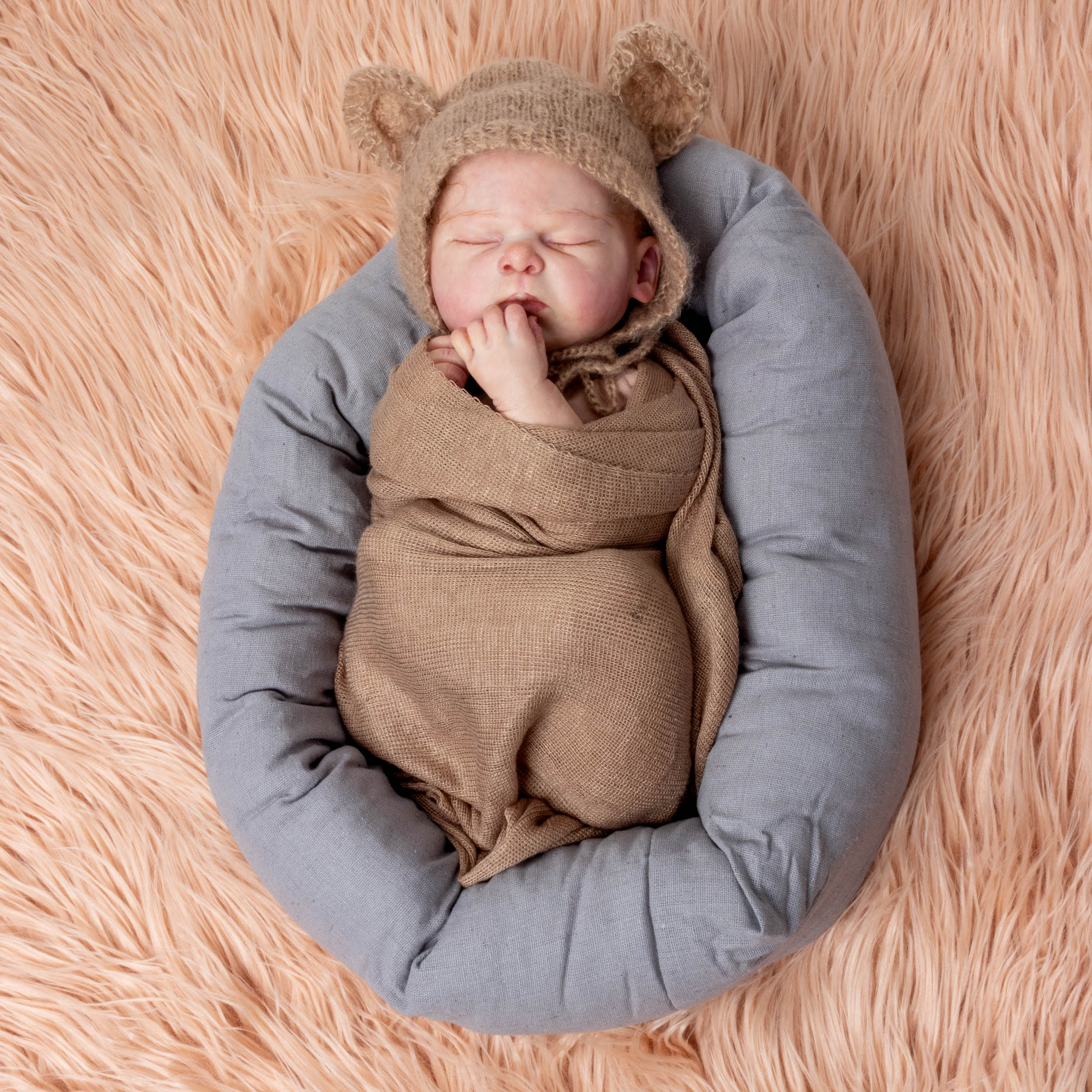 Donut Pillow Baby Posing Set - Soft Grey Nursing Pillow for Newborns & Infants | Perfect for Breastfeeding, Tummy Time & Photo Shoots