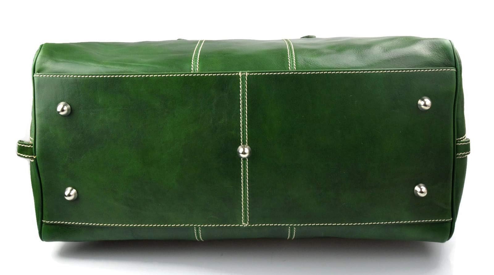 Genuine Italian Leather Duffle Bag for Men & Women - Travel, Gym & Weekender Overnight Shoulder Bag (Green) | Perfect for Business Trips, Workouts & Weekend Getaways