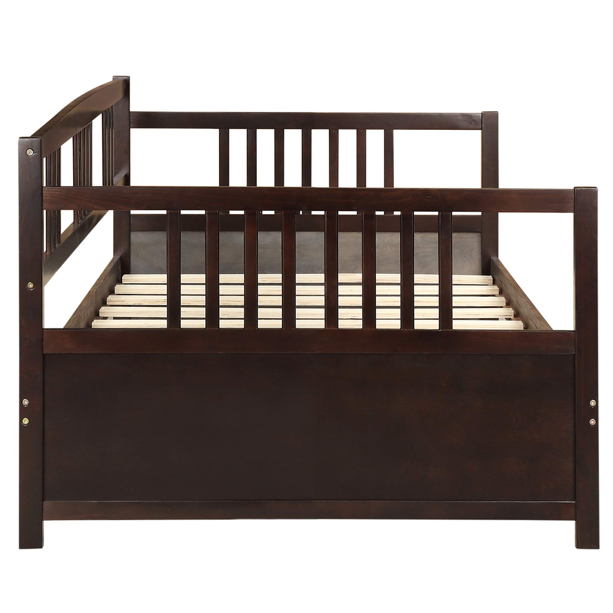 SOFTSEA Twin Size Daybed Frame with Wooden Slats Support - No Box Spring Needed - Modern Espresso Daybed for Guest Room, Dorm or Small Space