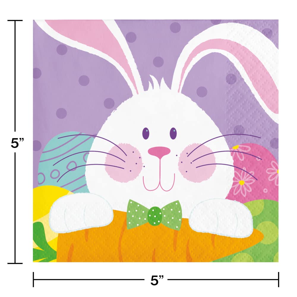 Easter Bunny Plates and Napkins Set - 16-Piece Disposable Tableware for Kids Party | Bright Bunny Themed Dinnerware | Easter Decorations for Holiday Celebrations, Family Gatherings & Spring Festivities