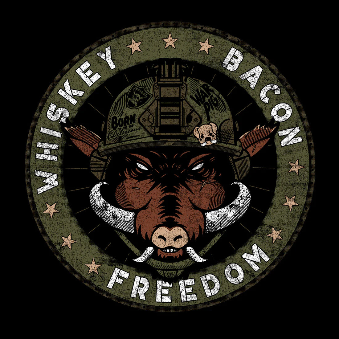 Whiskey Bacon Freedom T-Shirt - Black | American Patriotic Graphic Tee for Men & Women - Perfect for Casual Wear, Parties & Gifting