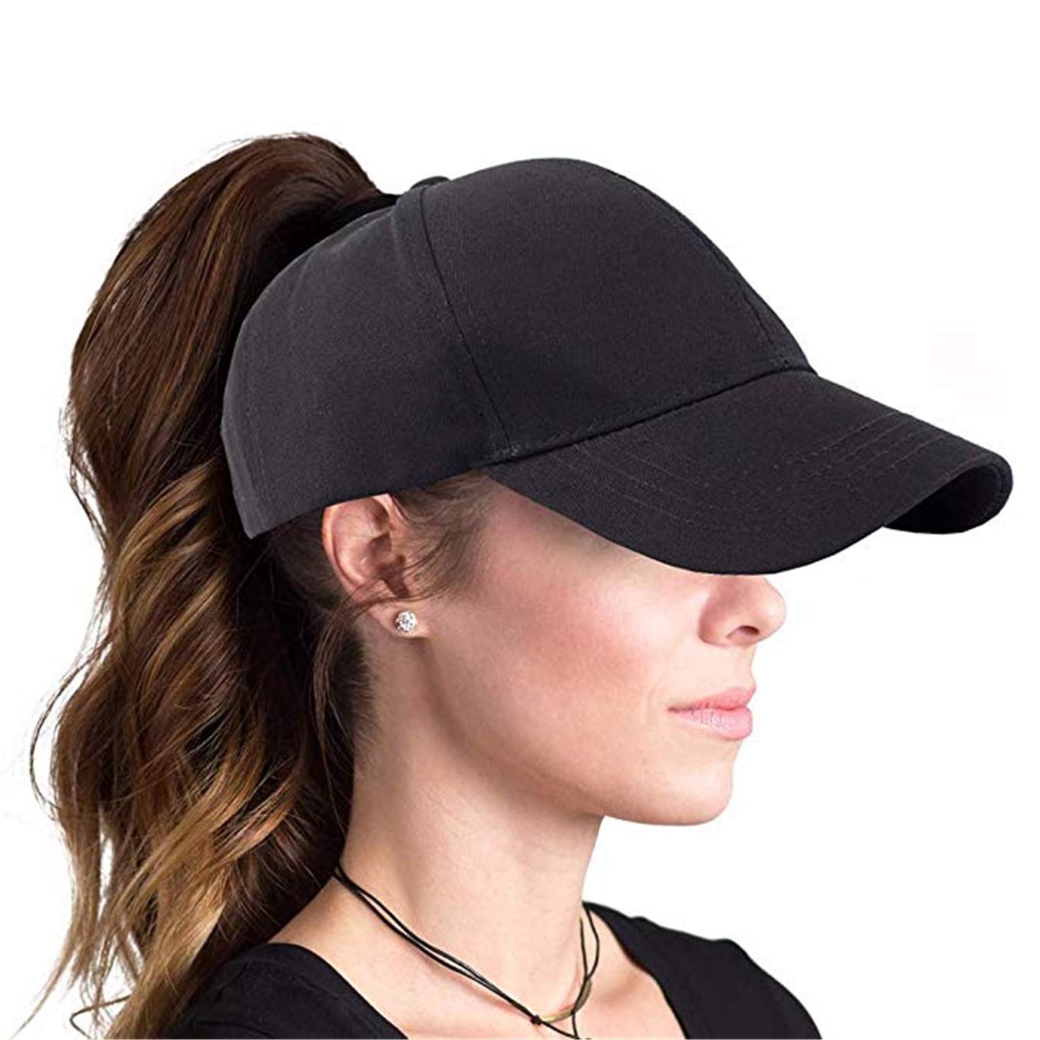 Custom Snapback Hats for Women & Men - Adjustable Mesh Trucker Cap with Ponytail Hole - High Bun Baseball Hat - Funny Gifts for Outdoor Sports, Running, Hiking & Casual Wear