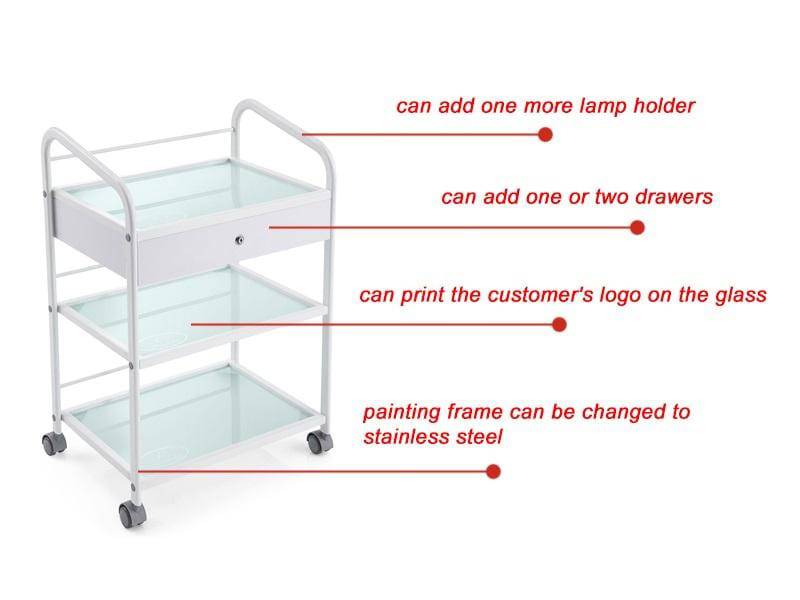 3 Tier Portable Salon Trolley BA6039 - Professional Rolling Beauty Cart for Hair Stylists, Nail Tech & Makeup Artists - Perfect for Salon, Spa & Home Use