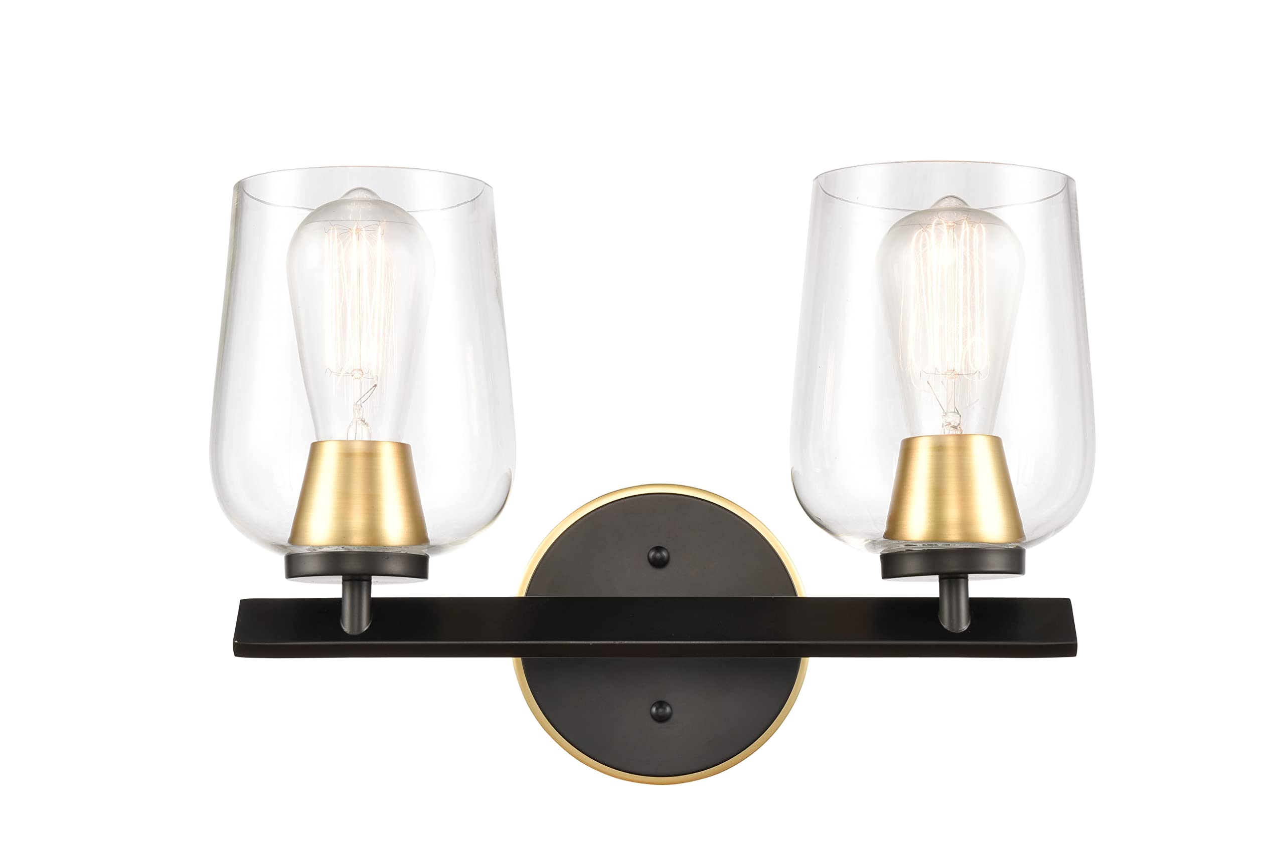 420-2W-BSG-CL-LED Bare Bulb 1 Light Cord Set in Black Satin Gold - Vintage Edison Style Pendant Lighting for Kitchen Island, Dining Room, or Bedroom Decor