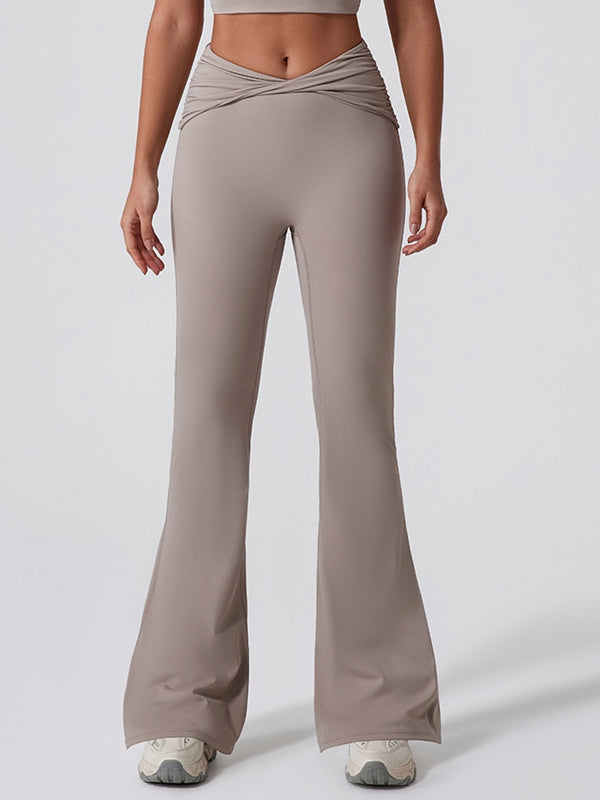 ZASUWA High Waisted Yoga Leggings for Women - Tummy Control Workout Pants with Twist Flare Design, Perfect for Gym, Running & Casual Wear