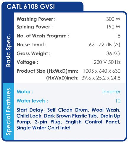 Candy CATL 6108 GVSI 10KG Fully Automatic Top Load Washing Machine - Energy Efficient, Large Capacity Laundry Washer for Home & Apartment Use