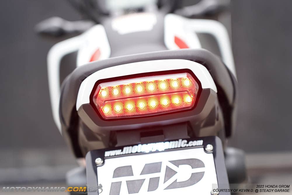 Grom 2022 Integrated Sequential LED Taillight - Plug and Play Direct Fit Replacement for Honda Grom - Perfect for Motorcycle Customization & Night Riding Safety