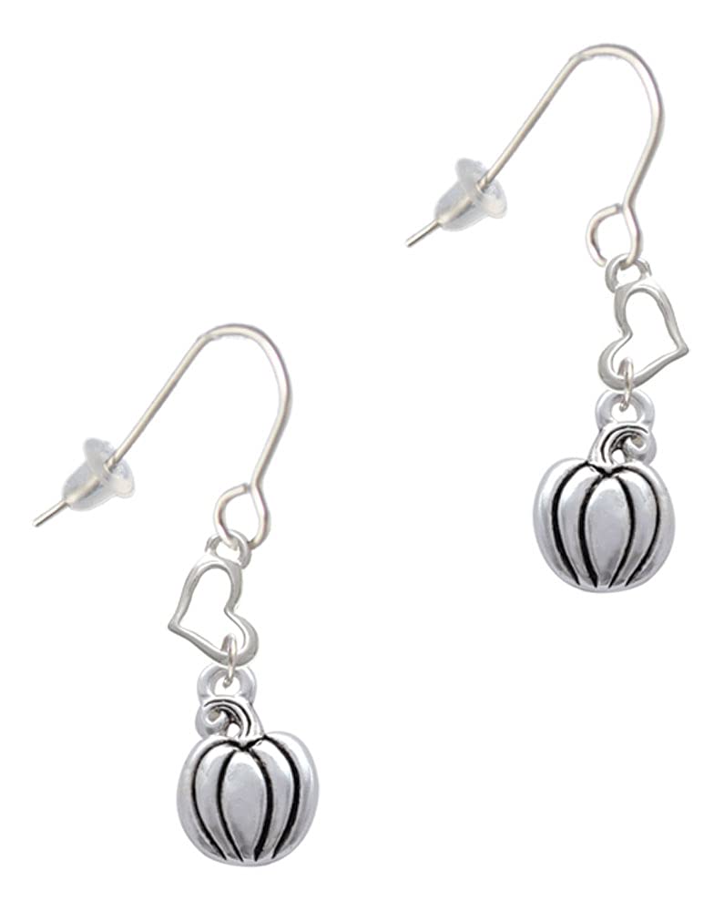 Delight Jewelry Sterling Silver Small Pumpkin & Heart French Hook Earrings - Perfect for Halloween, Thanksgiving & Fall Fashion Accessories