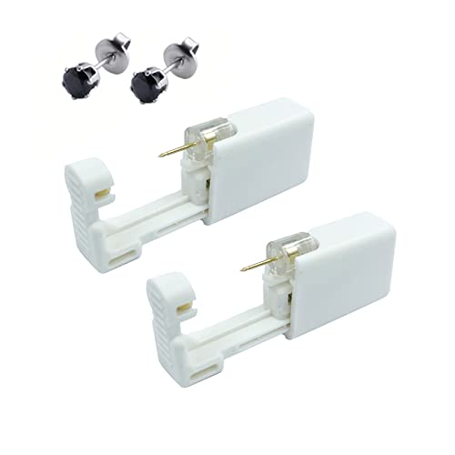 ZEAL LIKE 2 Pcs Ear Stud Kit - Self Earring Tools for Home Piercing (Black 5mm)