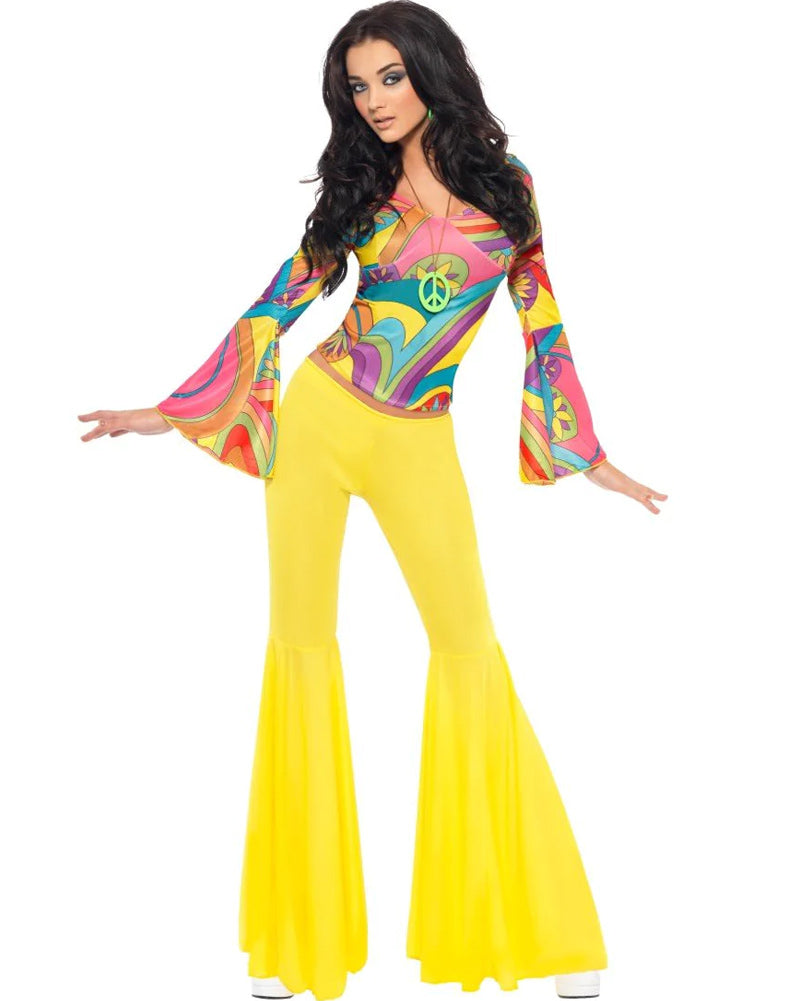 70s Fever Groovy Babe Women's Costume - Retro 70s Hippie Disco Outfit for Halloween, Theme Parties & Vintage Dress Up