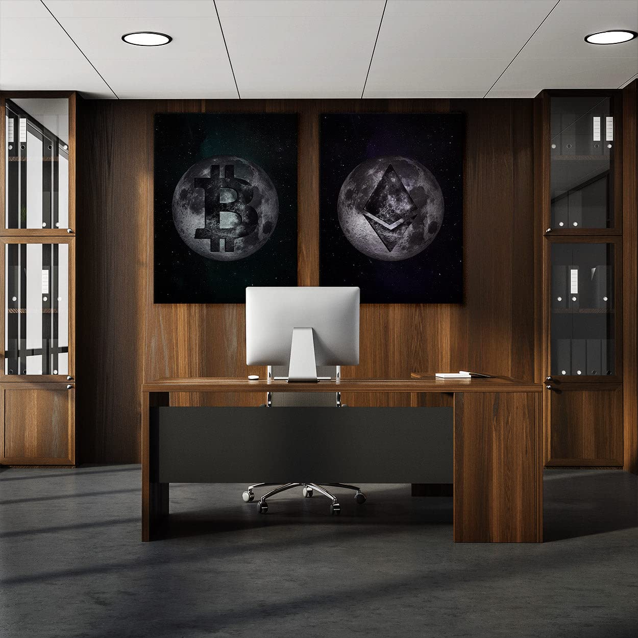 Crypto Canvas Wall Art - Bitcoin & Ethereum Themed Modern Home Decor for Living Room & Office | Blockchain Inspired Digital Art Print