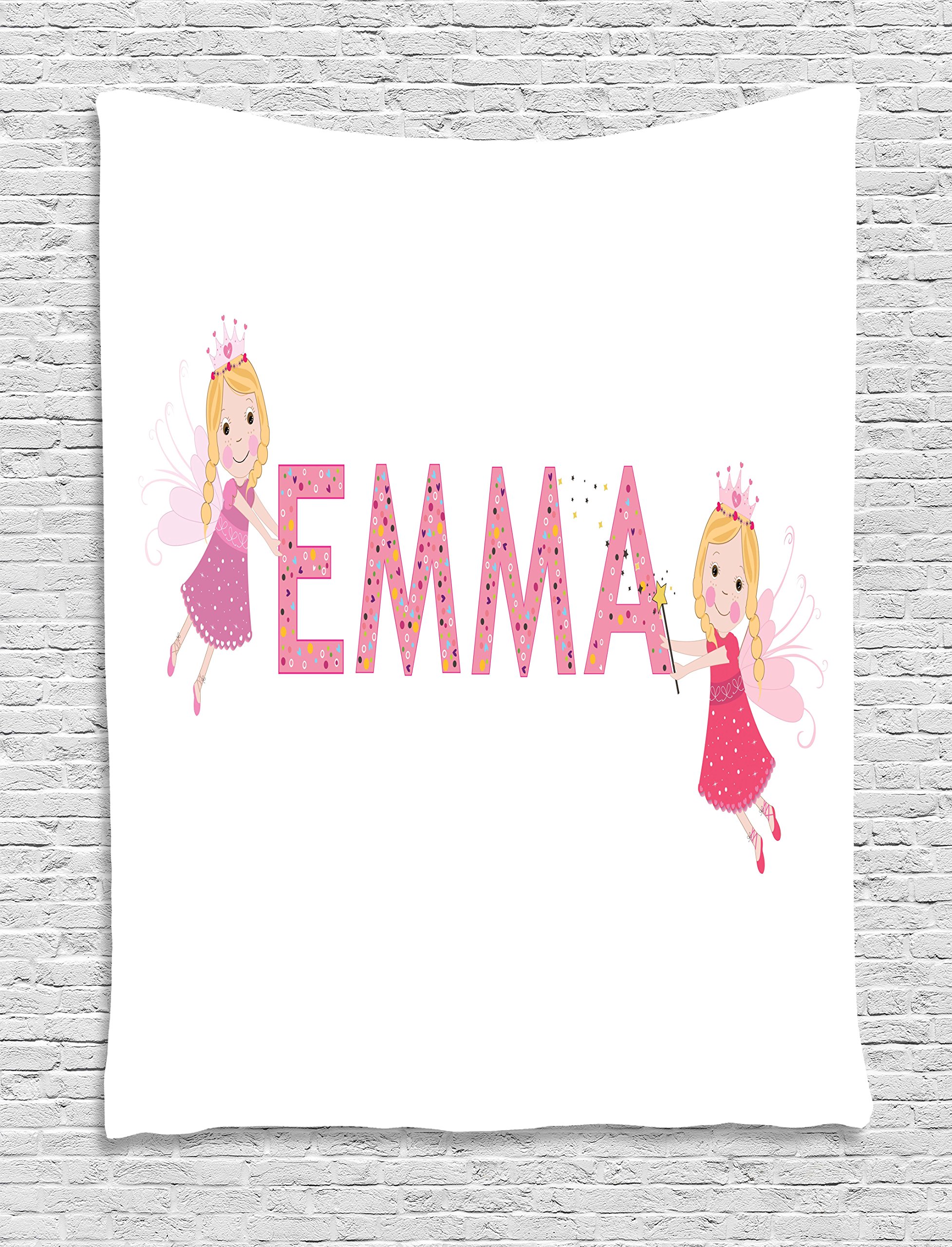 Ambesonne Emma Tapestry - Cartoon Character Wall Art with Polka Dots Pattern, 40x60 Inch Multicolor Wall Hanging for Bedroom, Living Room & Dorm Decor | Perfect for Boho Chic Home Decor & Teen Girl Room Aesthetics